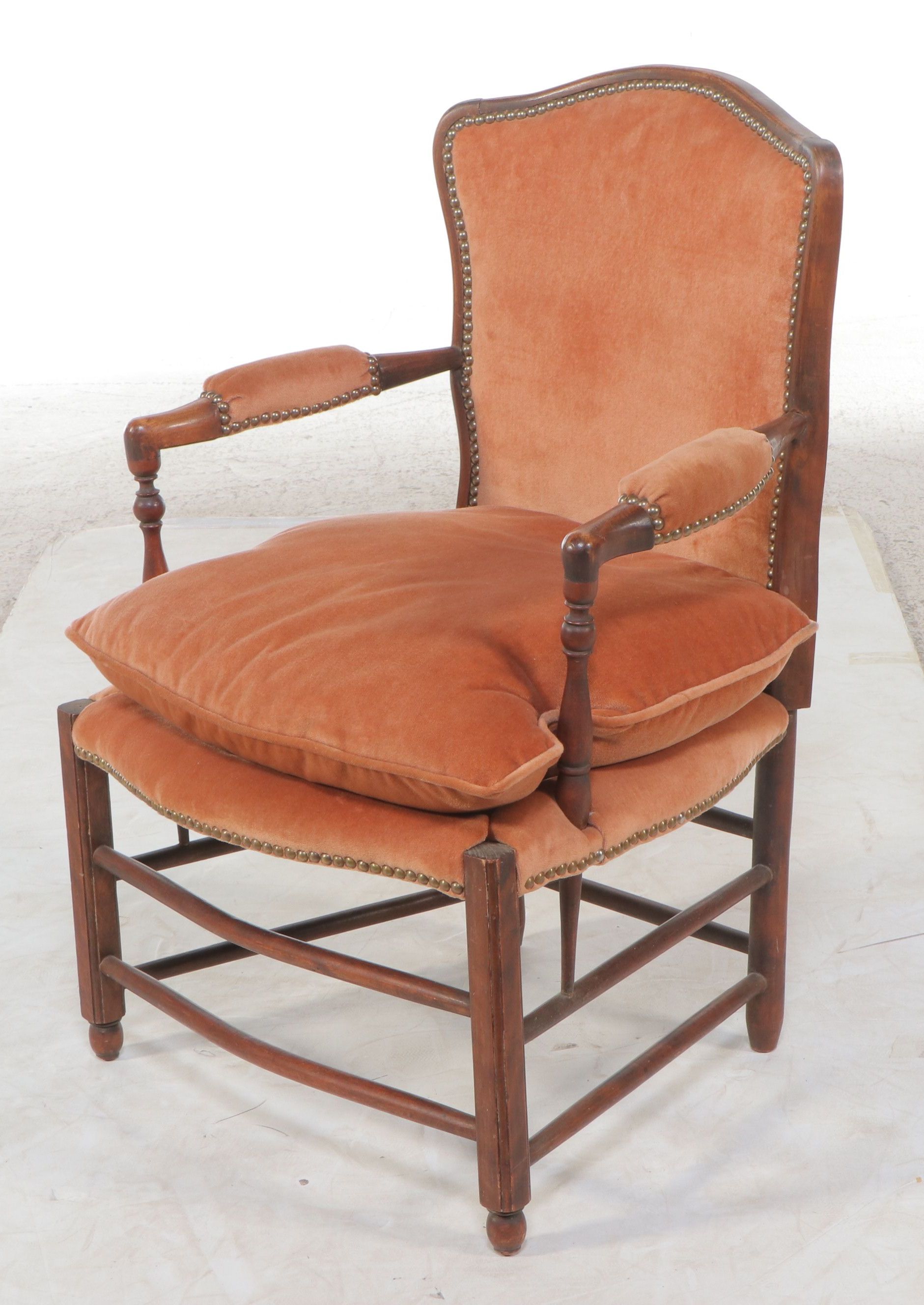French Provincial Style Walnut Upholstered Fauteuil, Early 20th Century