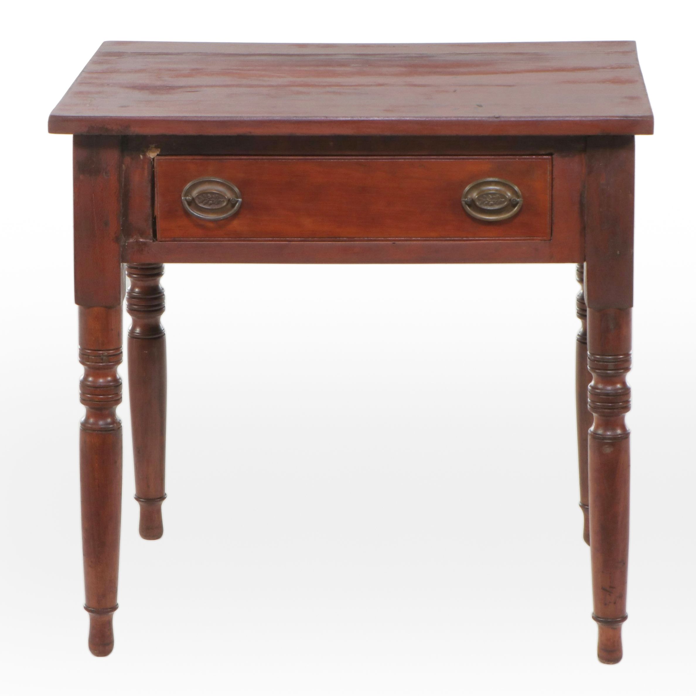 Country Sheraton Style Cherry Finish Single Drawer Table