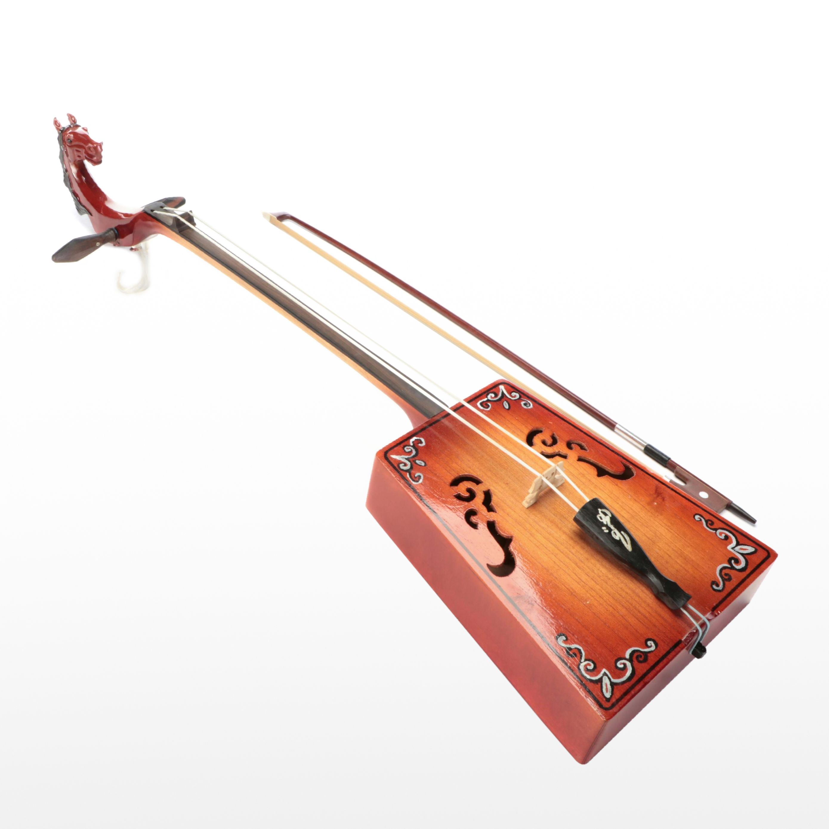 Morin Khuur Mongolian Horse-Head Instrument with Bow