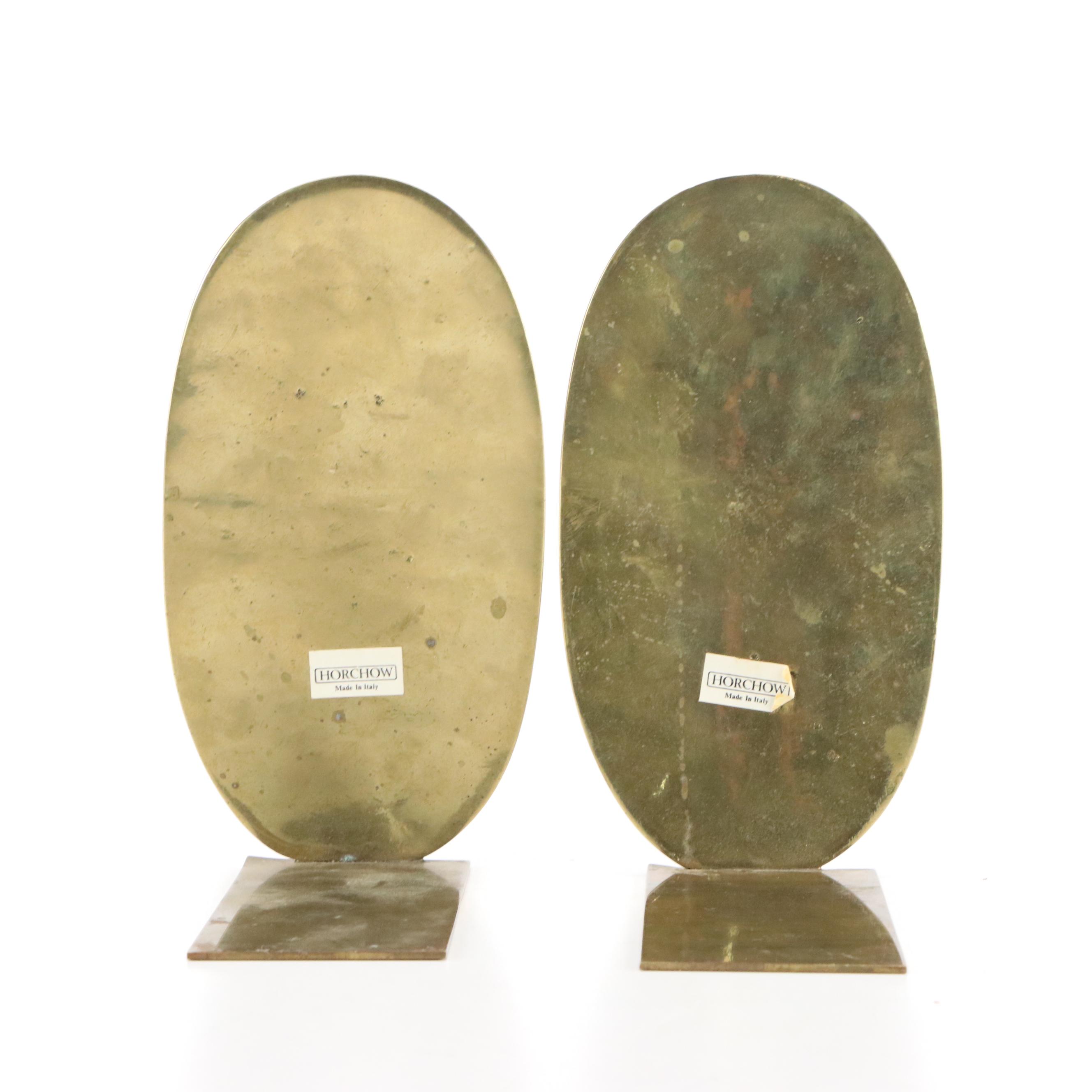 Horchow Brass Deer Hunt Theme Bookends