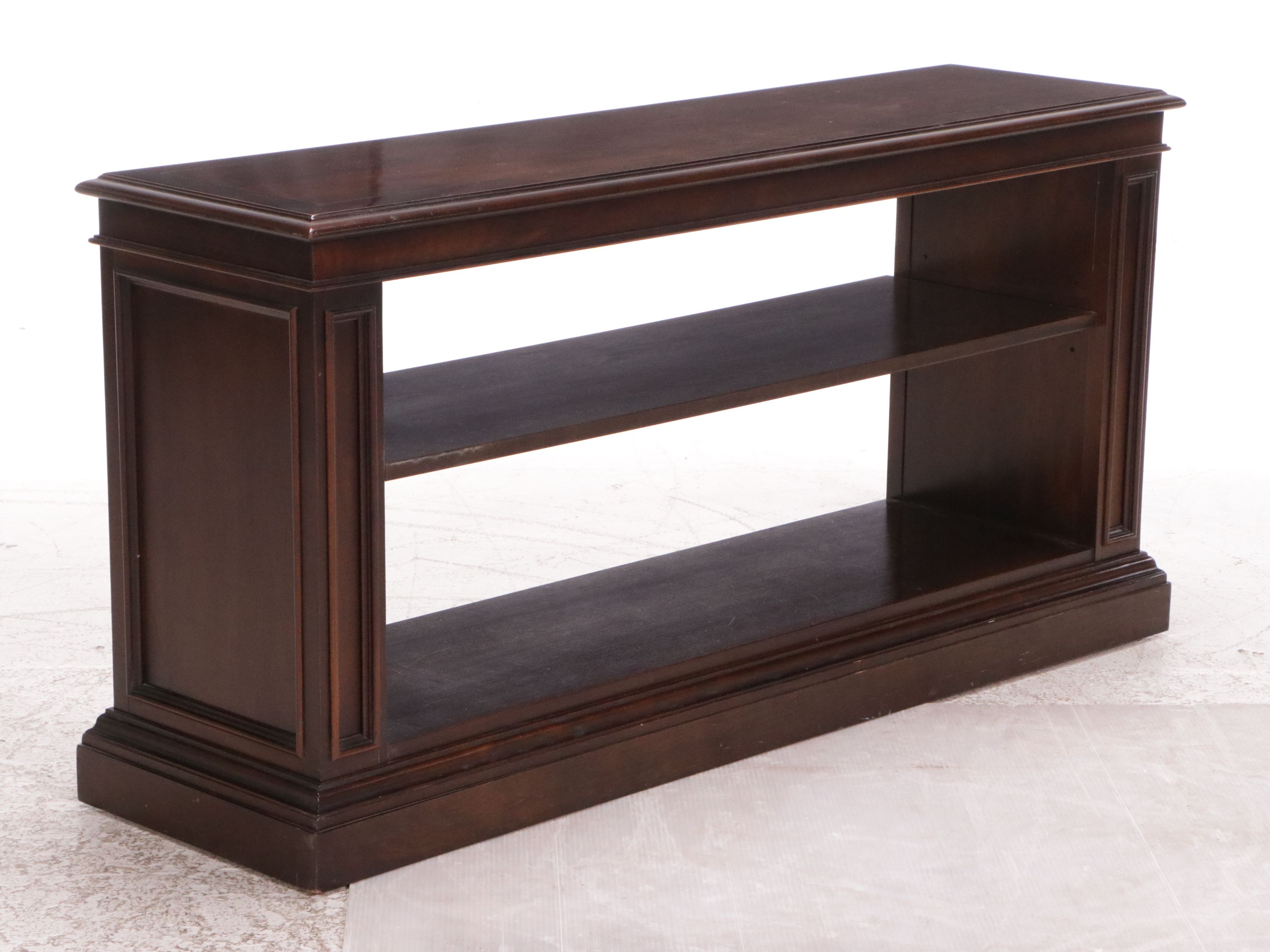 Traditional Style Two-Tiered Mahogany Finish Open Bookcase