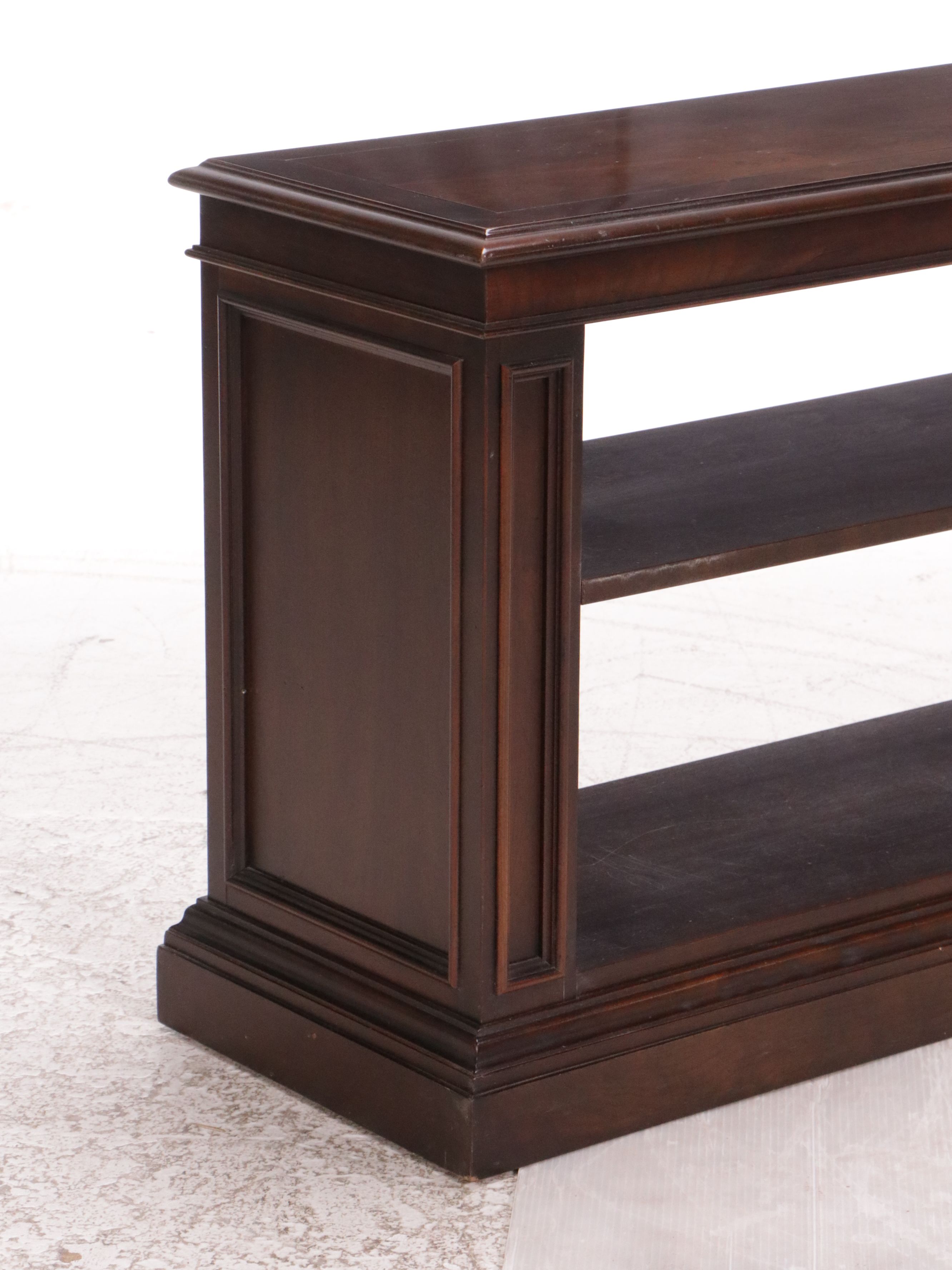 Traditional Style Two-Tiered Mahogany Finish Open Bookcase