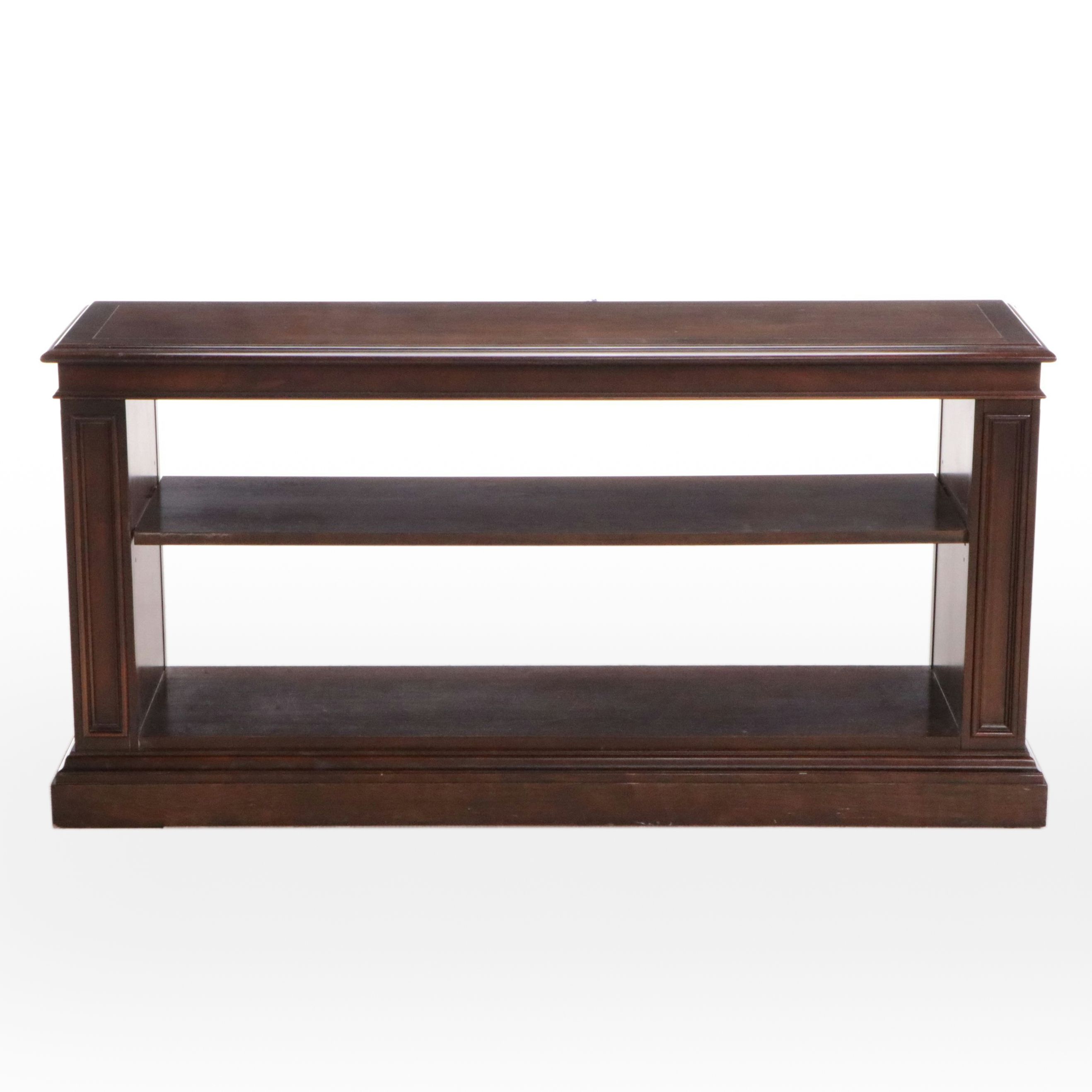 Traditional Style Two-Tiered Mahogany Finish Open Bookcase