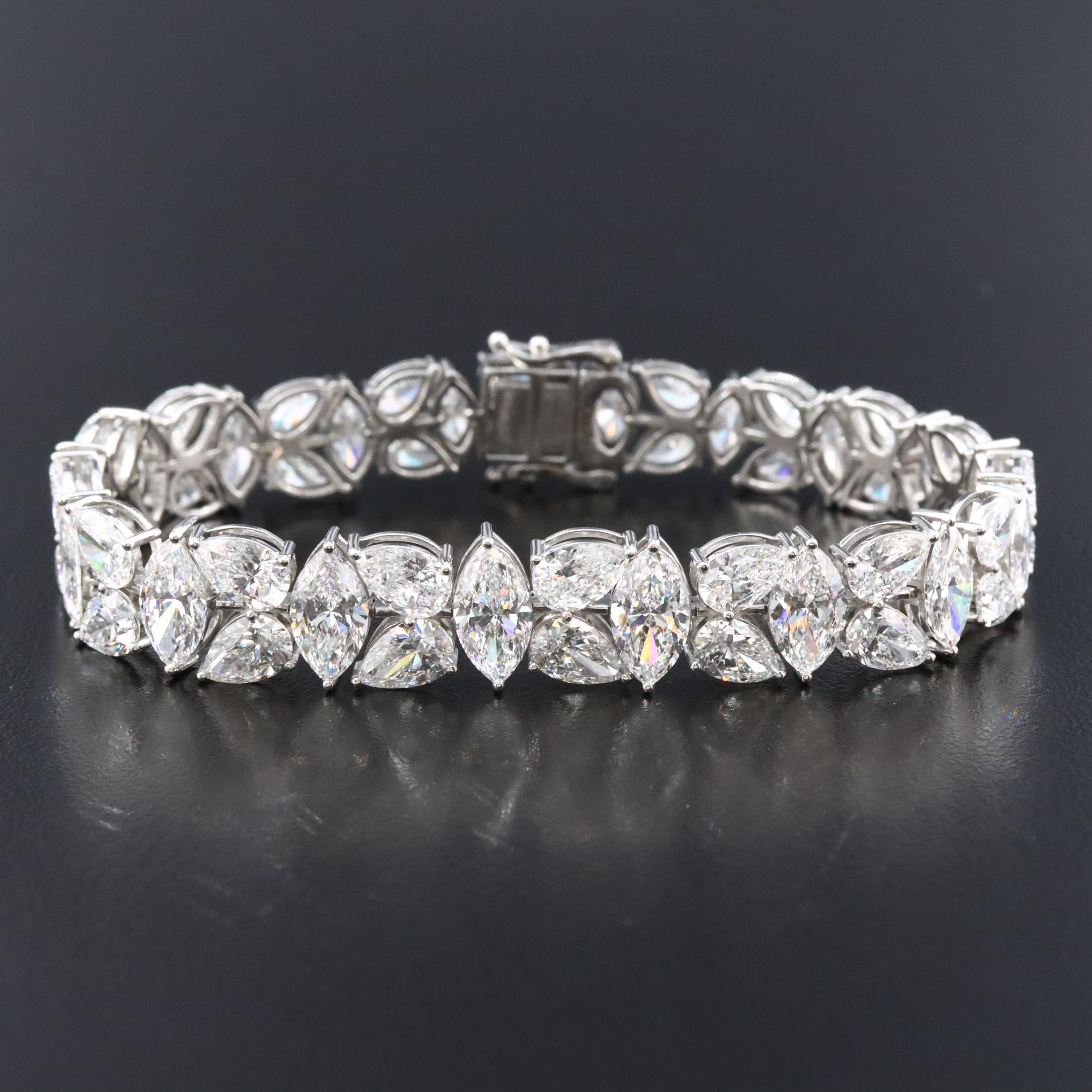 Platinum 25.62 CTW Lab Grown Diamond Graduated Bracelet