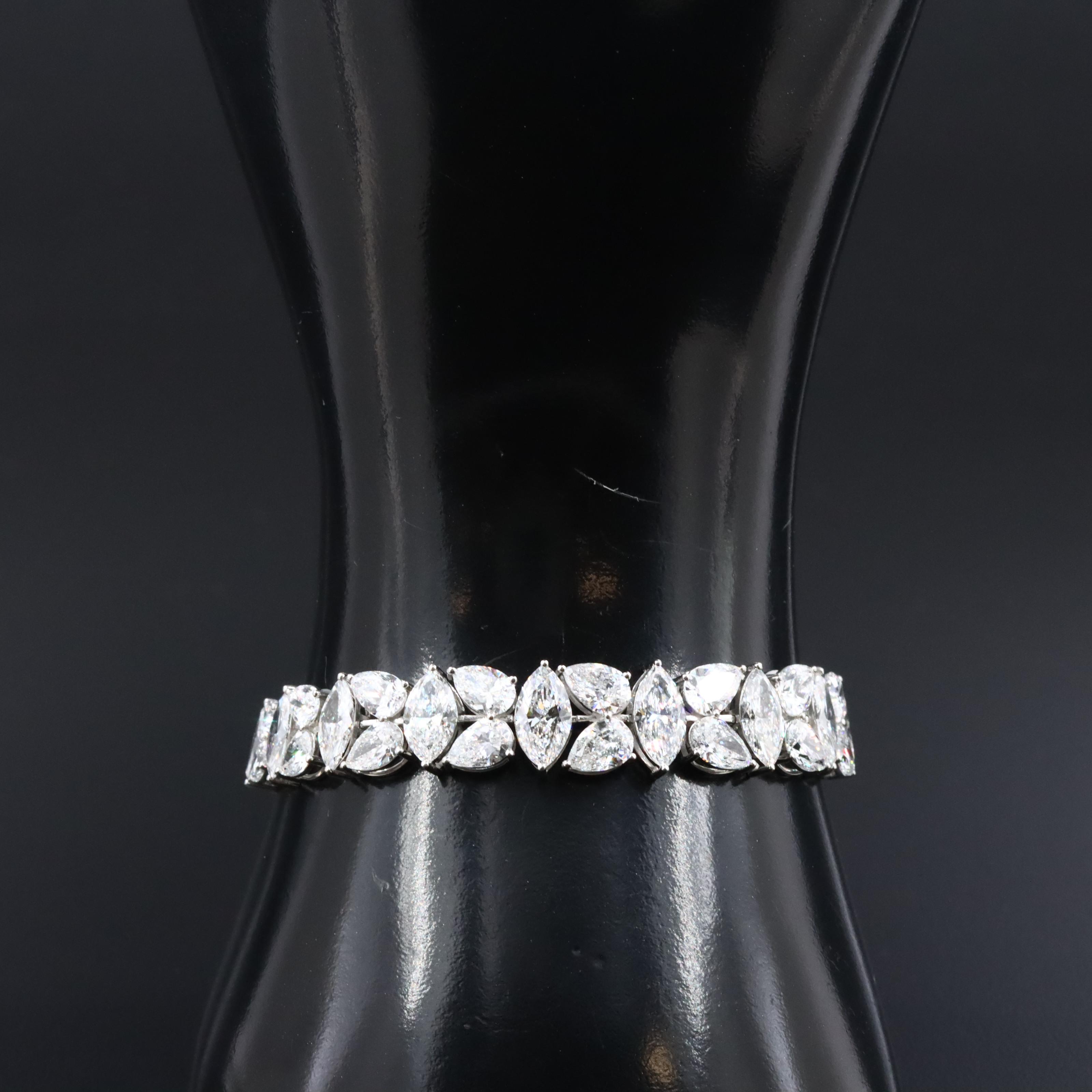 Platinum 25.62 CTW Lab Grown Diamond Graduated Bracelet