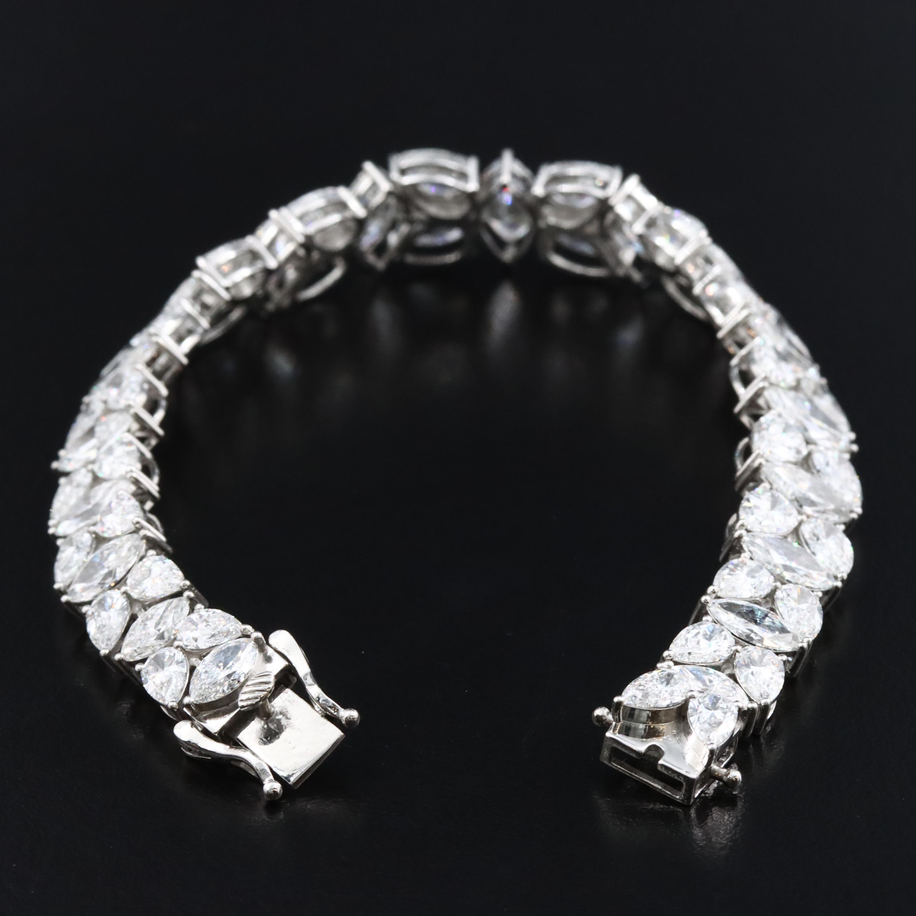 Platinum 25.62 CTW Lab Grown Diamond Graduated Bracelet