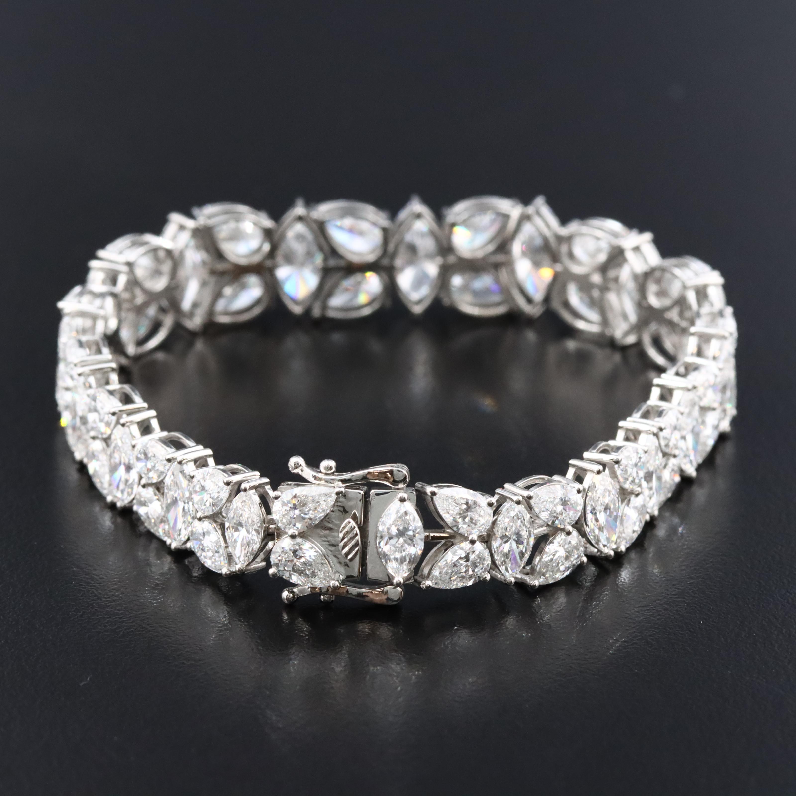 Platinum 25.62 CTW Lab Grown Diamond Graduated Bracelet
