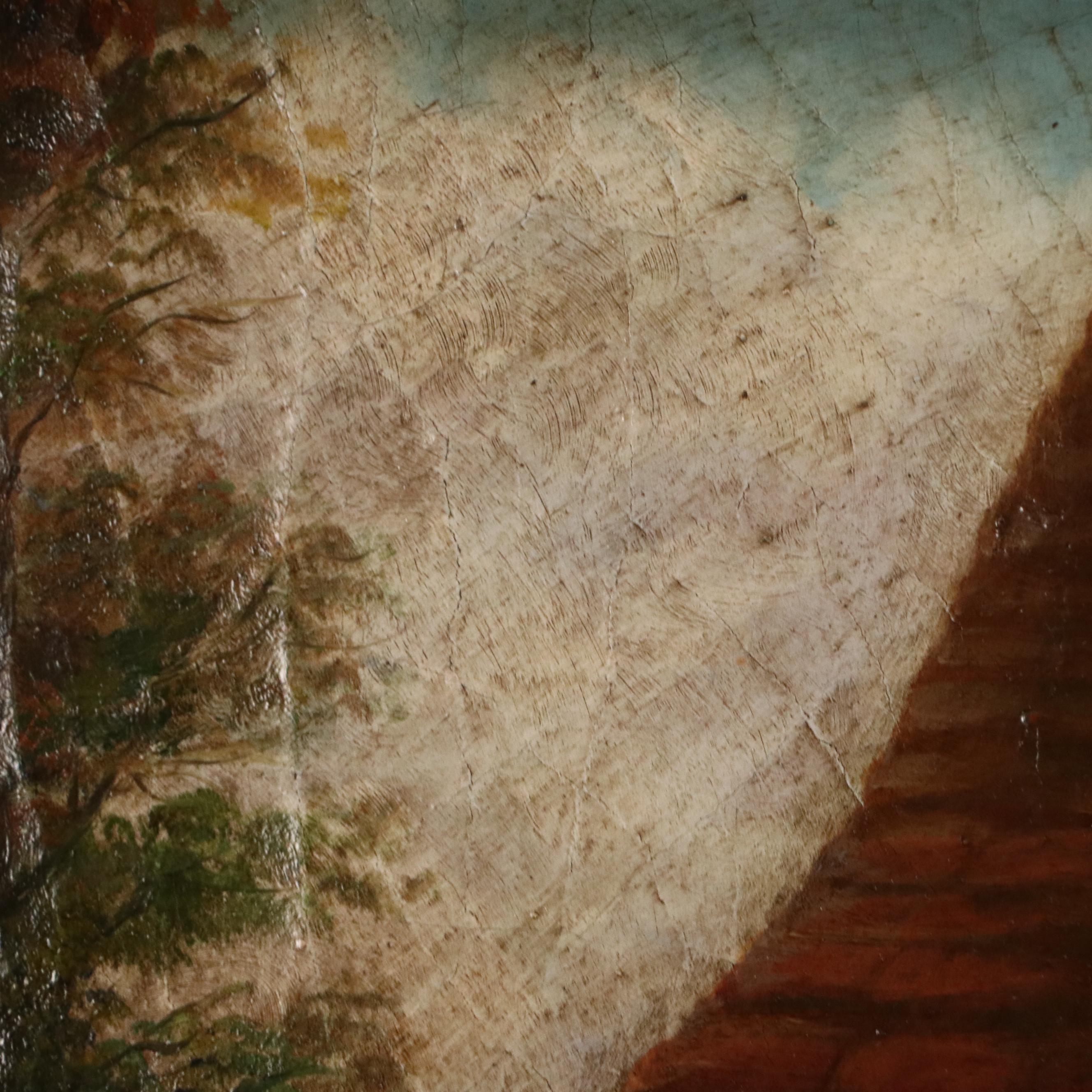 Trevor James Oil Painting of Barnyard Scene With Pigs, 20th Century