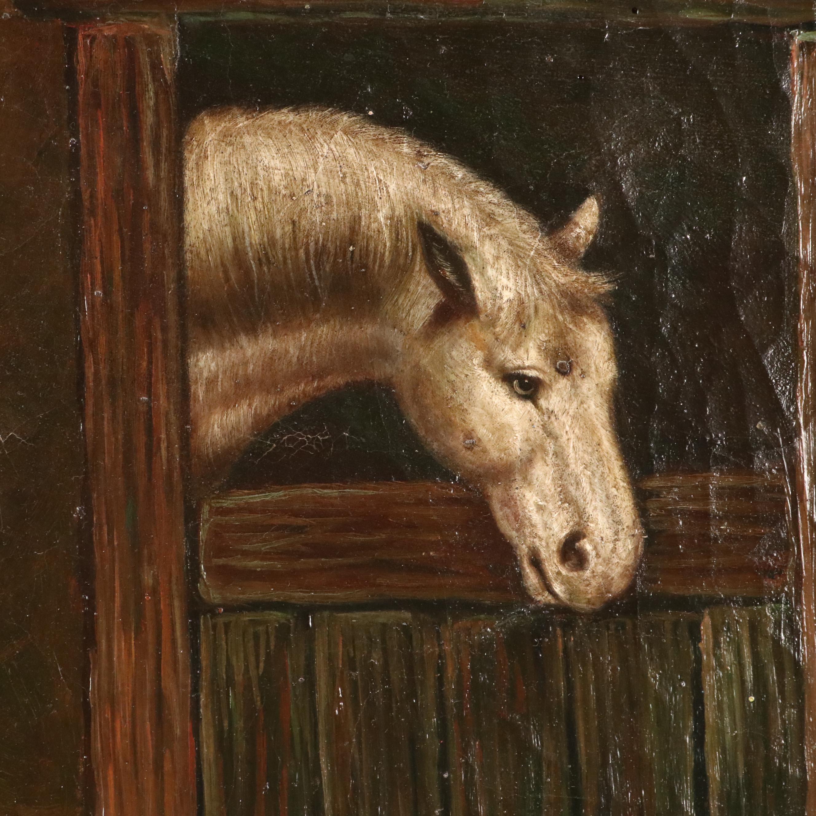 Trevor James Oil Painting of Barnyard Scene With Pigs, 20th Century