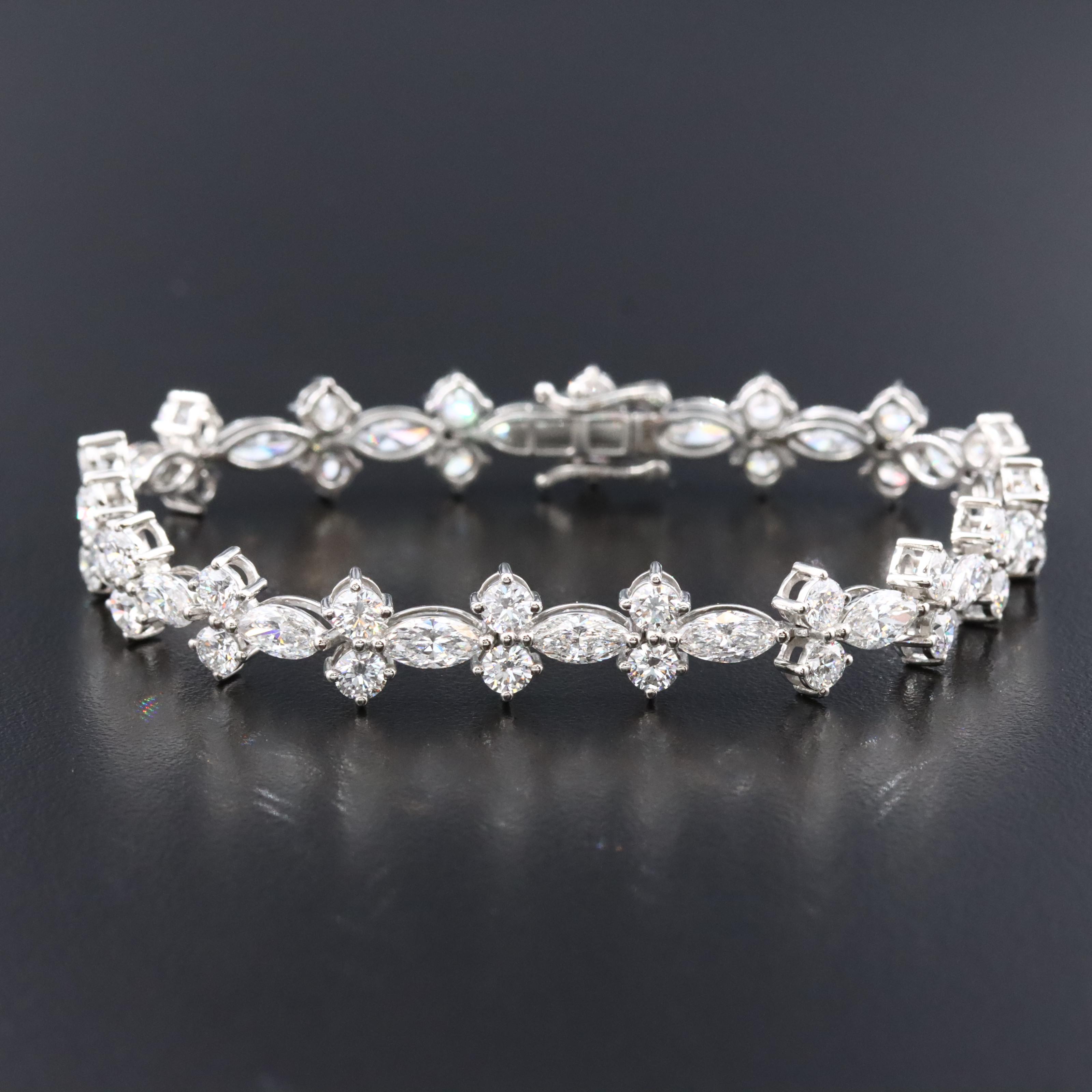 Platinum 12.46 CTW Lab Grown Diamond Bracelet