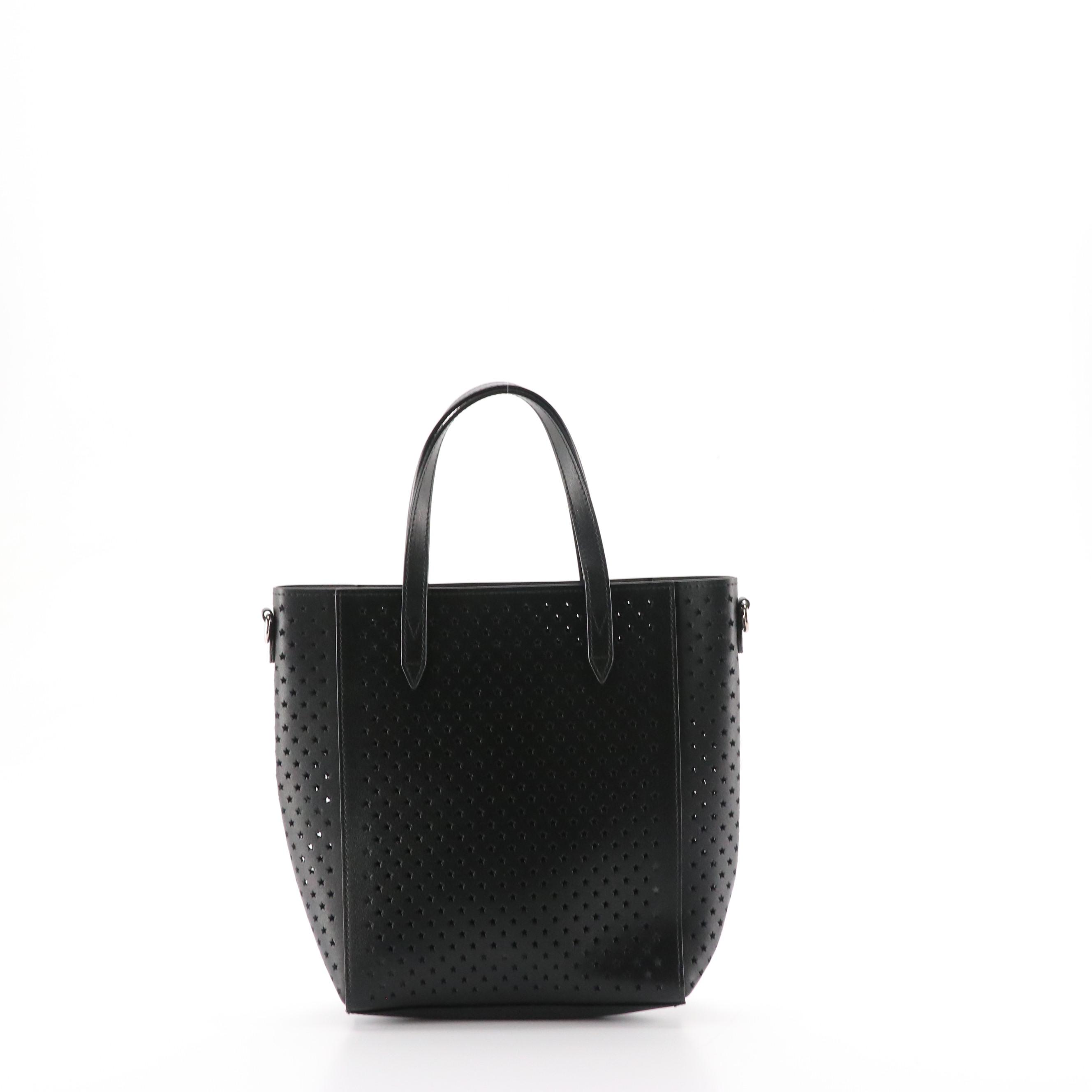 Jimmy Choo Two-Way Mini Tote in Black Star Perforated Leather