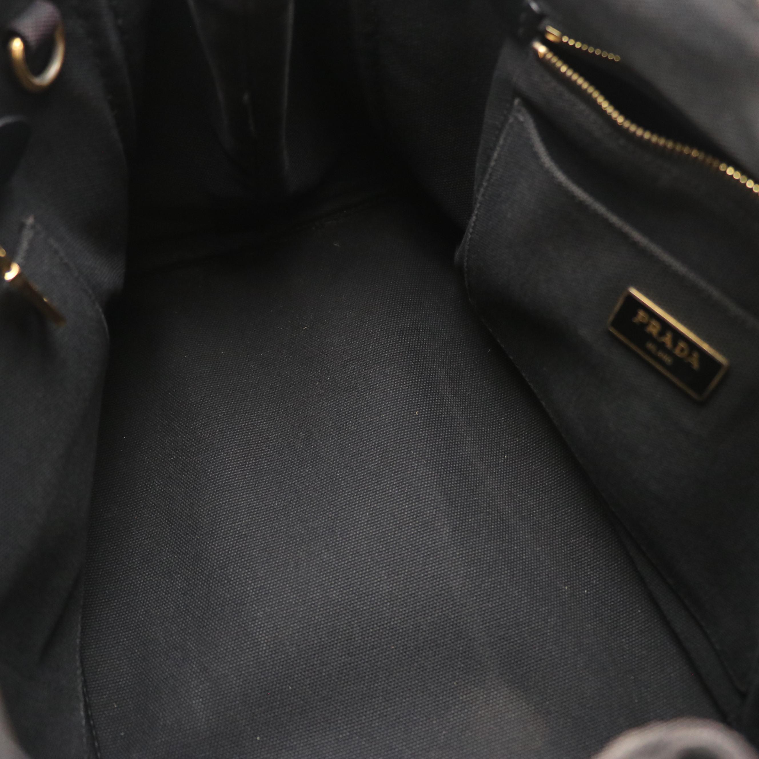 Prada Large Canapa Logo Tote in Black Canvas