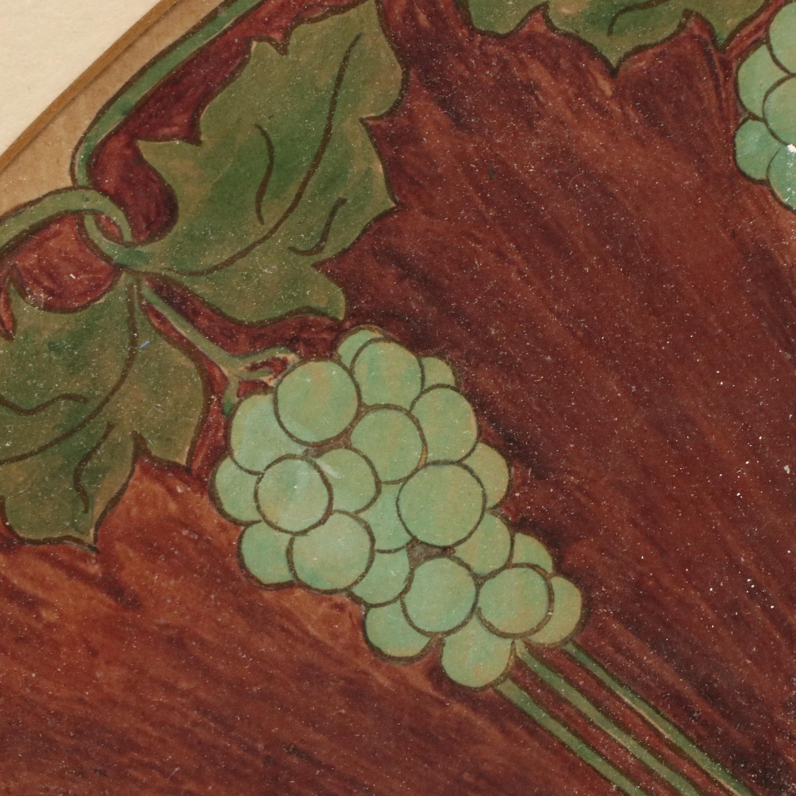 Henry C. S. Mason Art Nouveau Style Colored Ink Drawing "Design for a Fan"