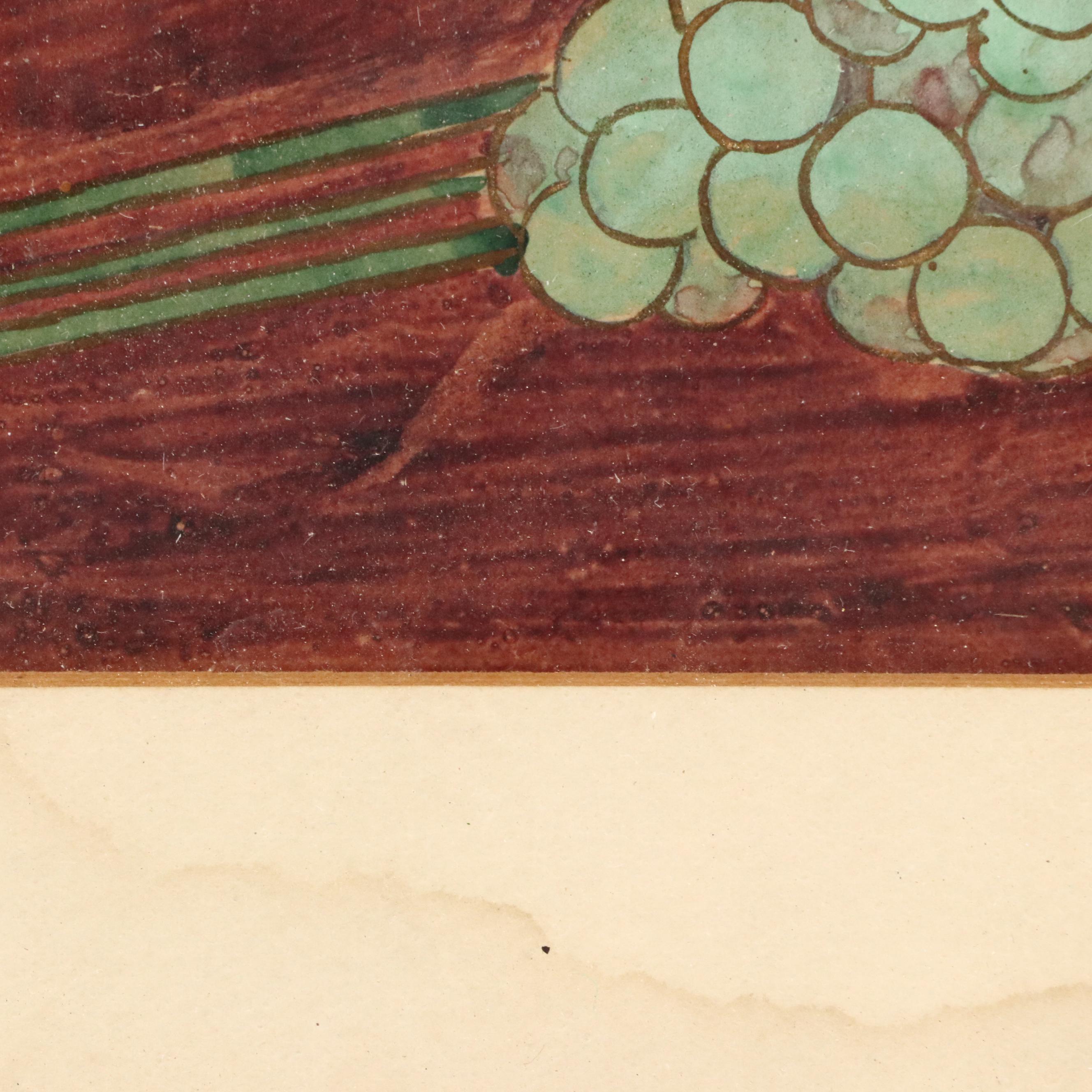 Henry C. S. Mason Art Nouveau Style Colored Ink Drawing "Design for a Fan"