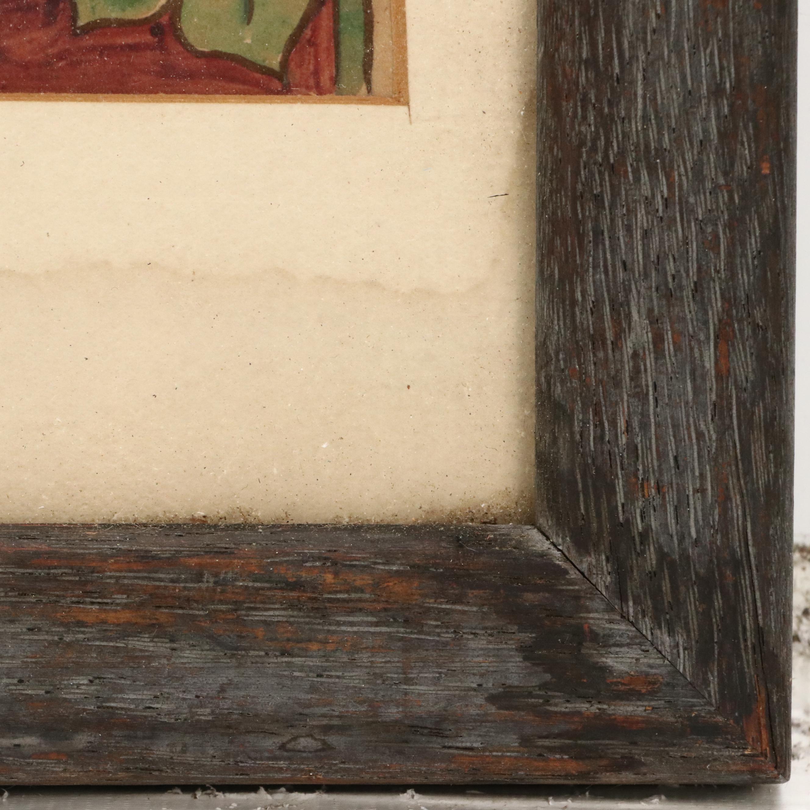 Henry C. S. Mason Art Nouveau Style Colored Ink Drawing "Design for a Fan"