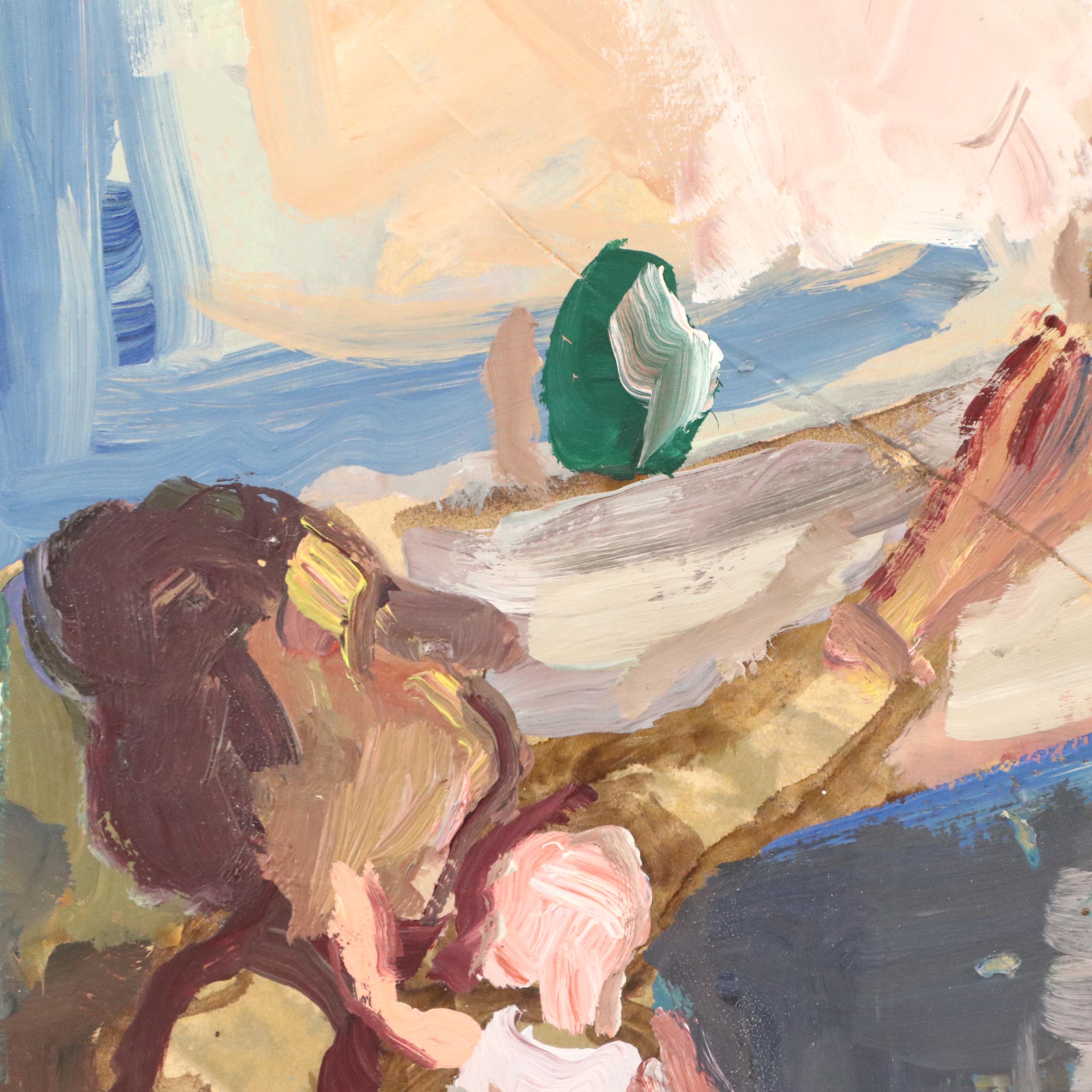 Interior Scene With Figures Oil Painting, 1972