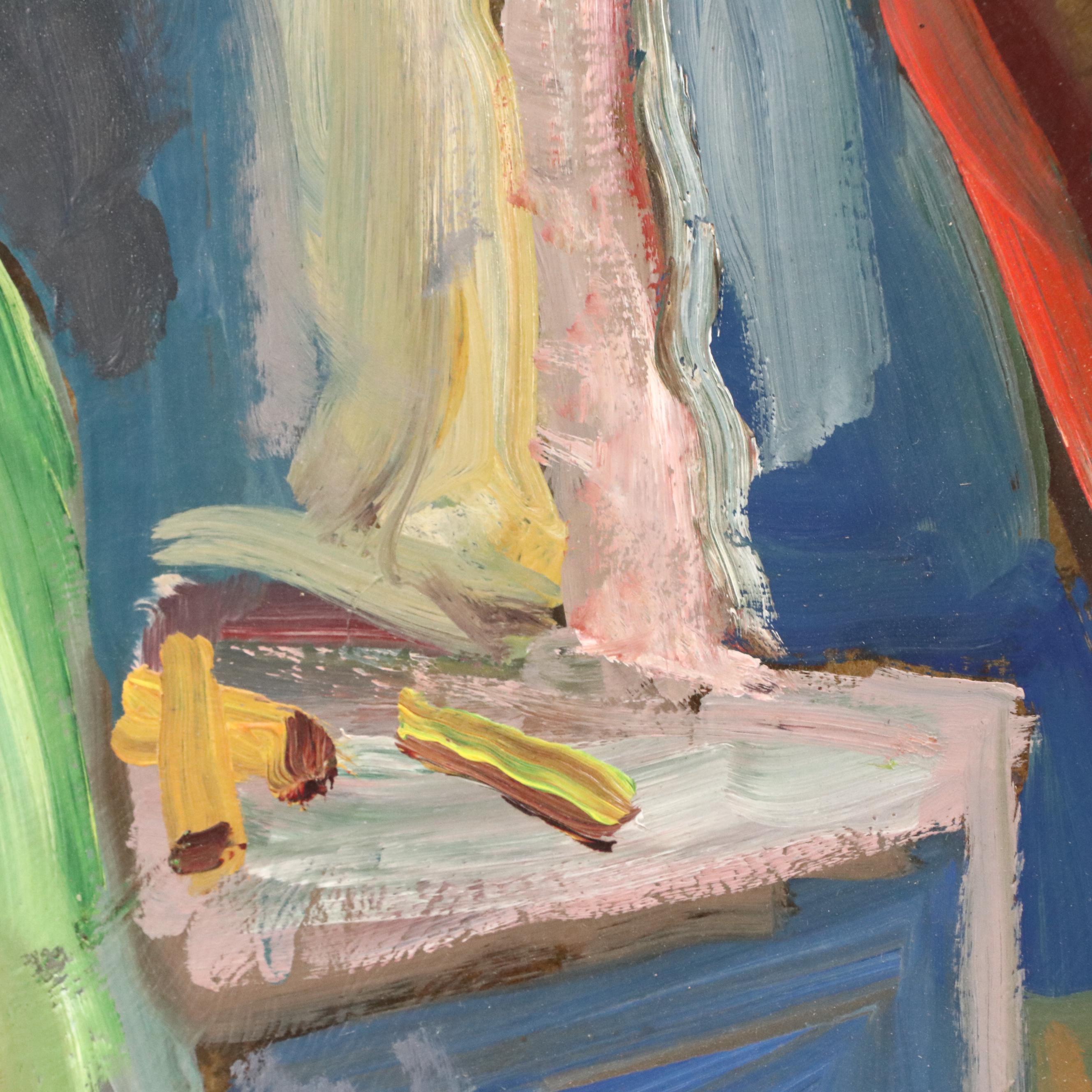 Interior Scene With Figures Oil Painting, 1972