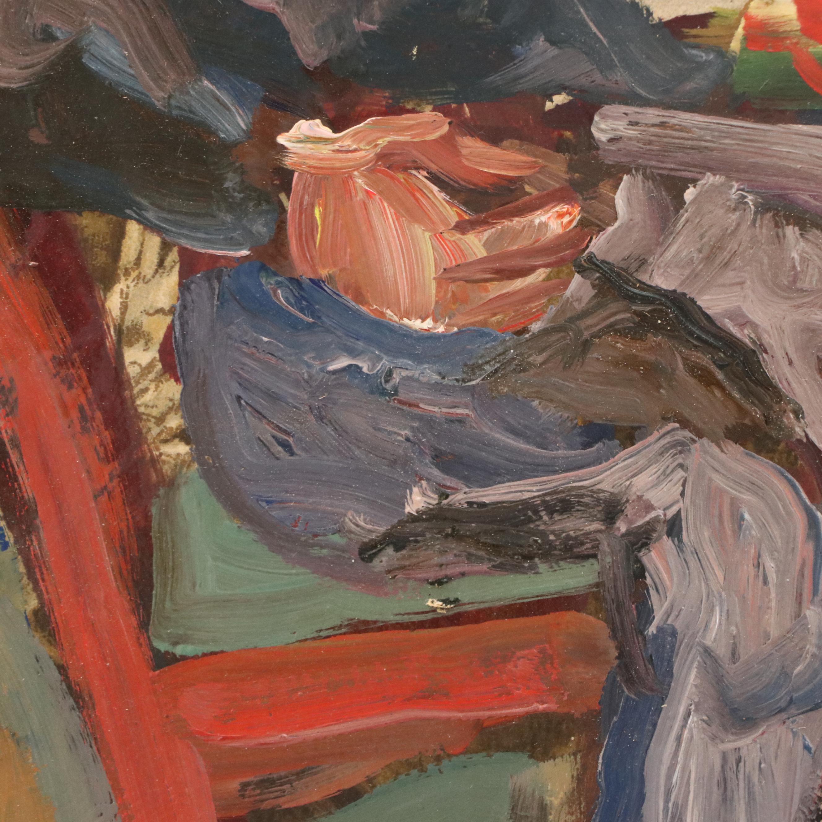 Interior Scene With Figures Oil Painting, 1972