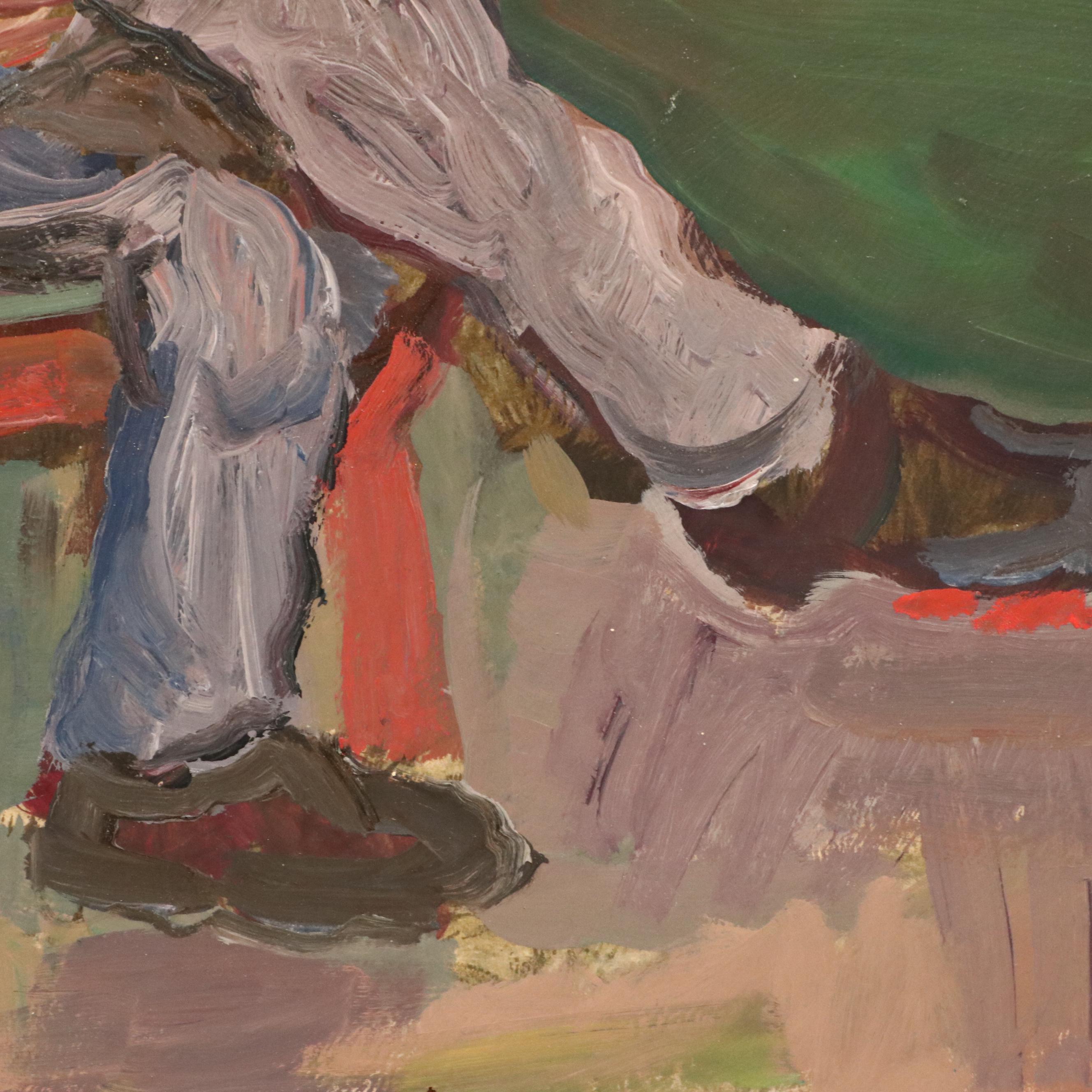 Interior Scene With Figures Oil Painting, 1972