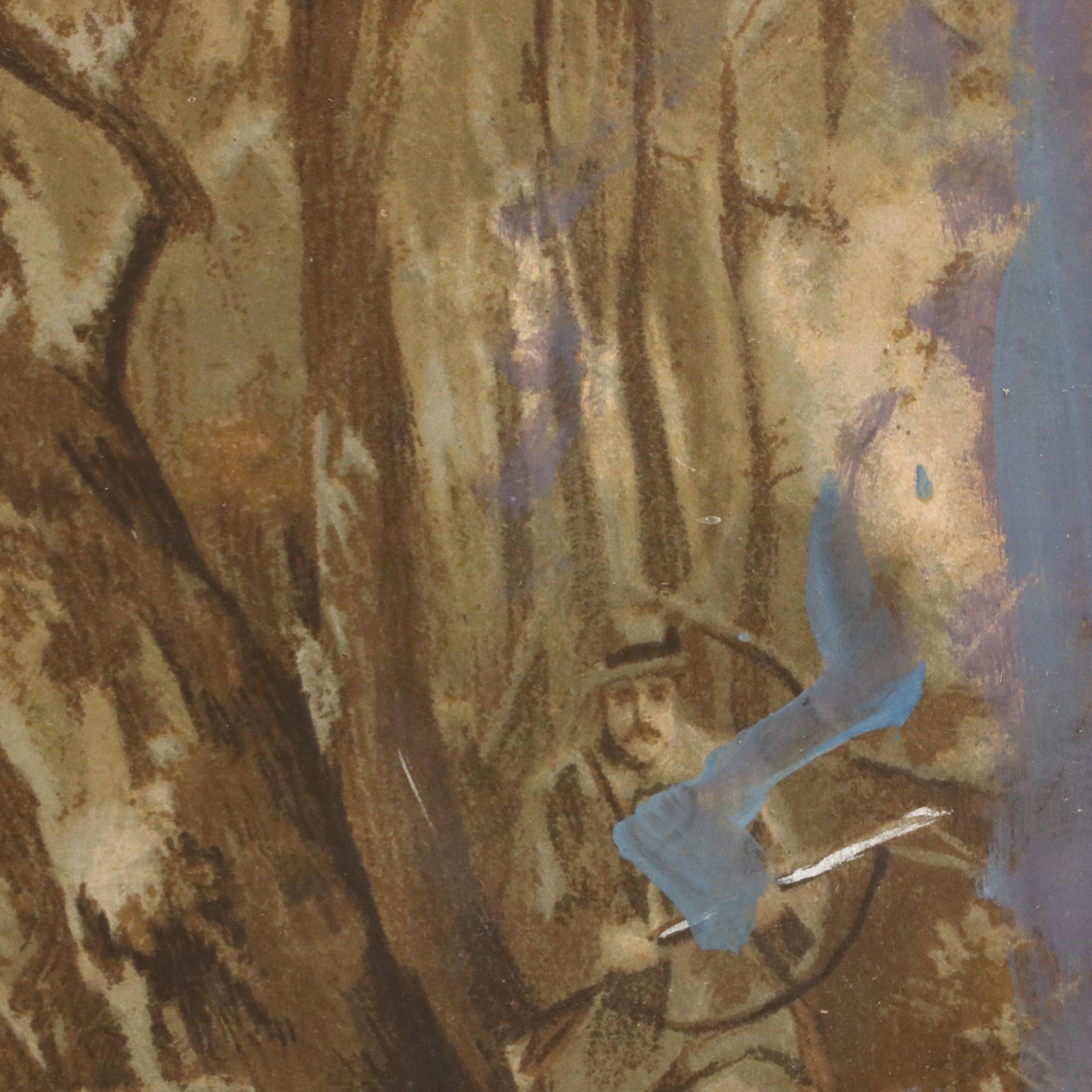 Interior Scene With Figures Oil Painting, 1972