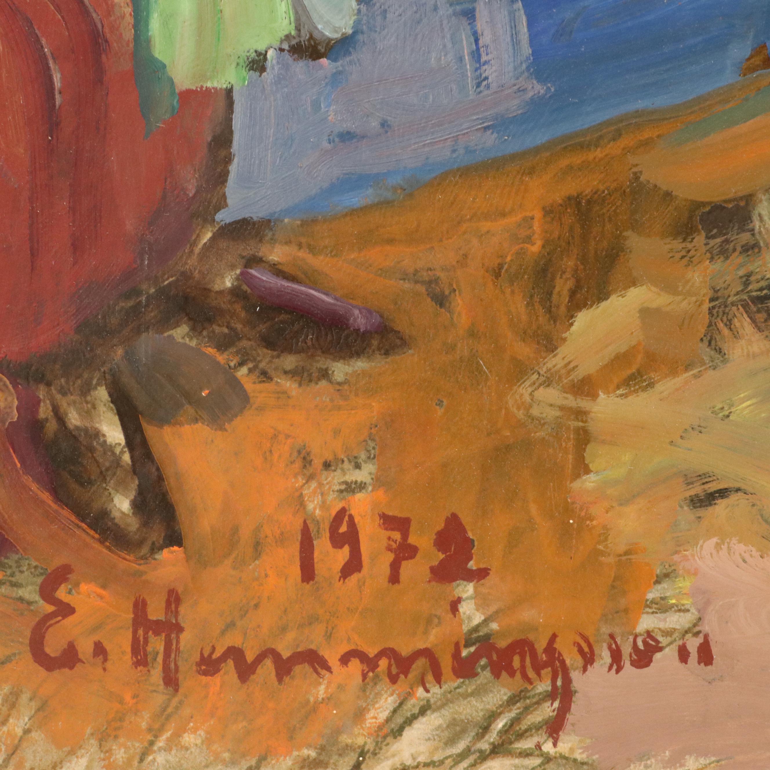 Interior Scene With Figures Oil Painting, 1972