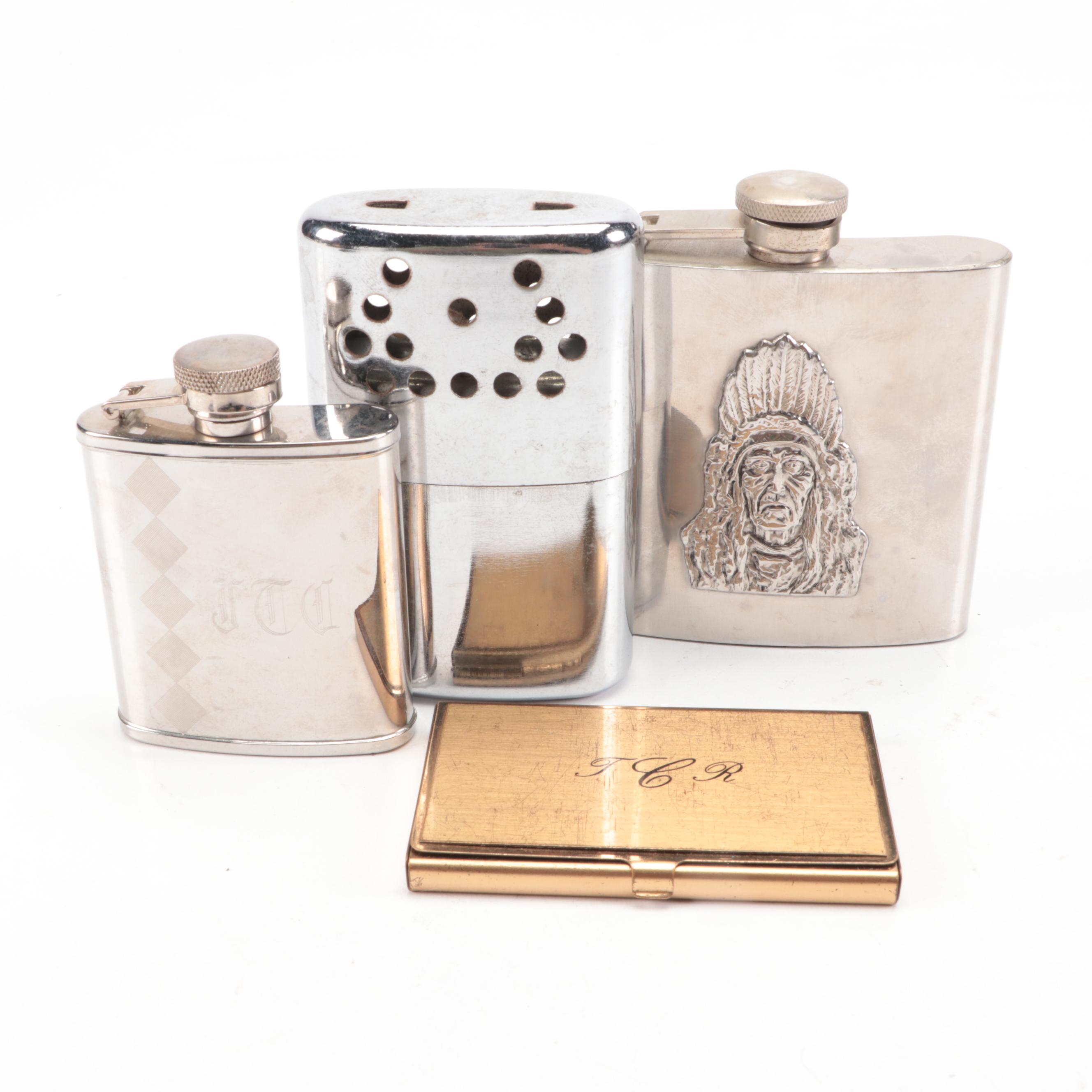 Jon-E GI Hand Warmer with Stainless Steel Flasks and Card Case