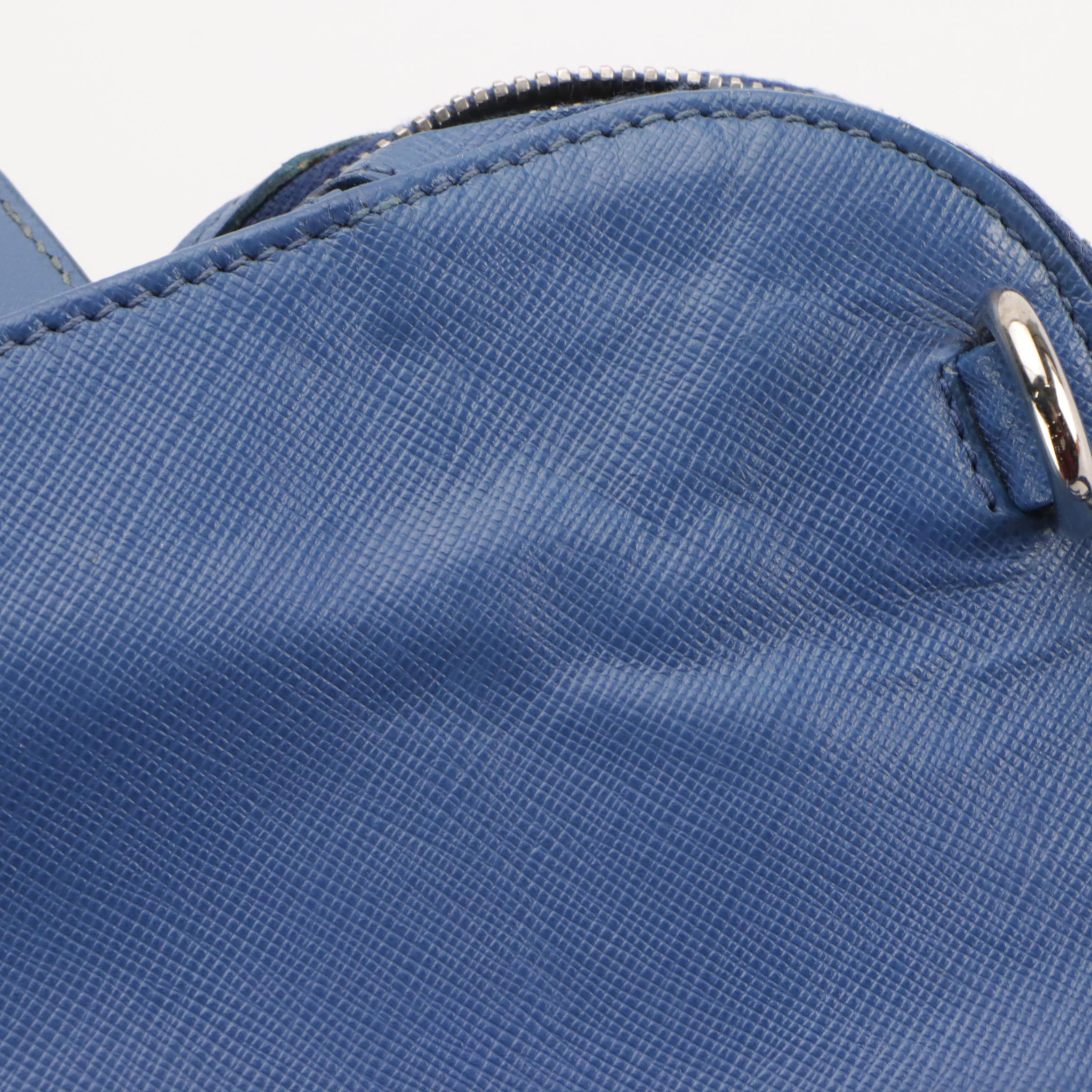 Prada Two-Way Briefcase Bag in Blue Saffiano Leather
