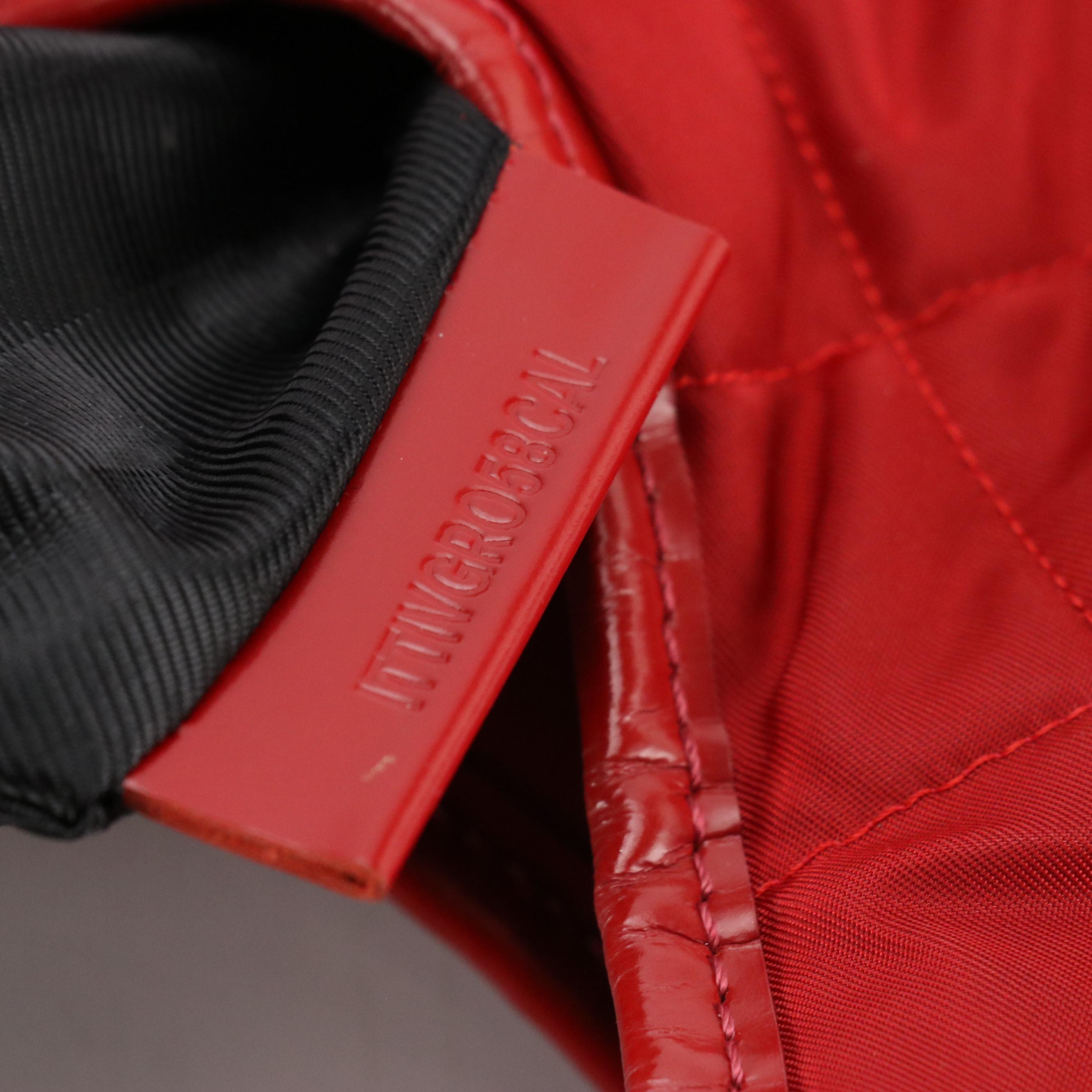 Burberry Red Quilted Nylon Hobo Shoulder Bag with Shiny Leather Trim