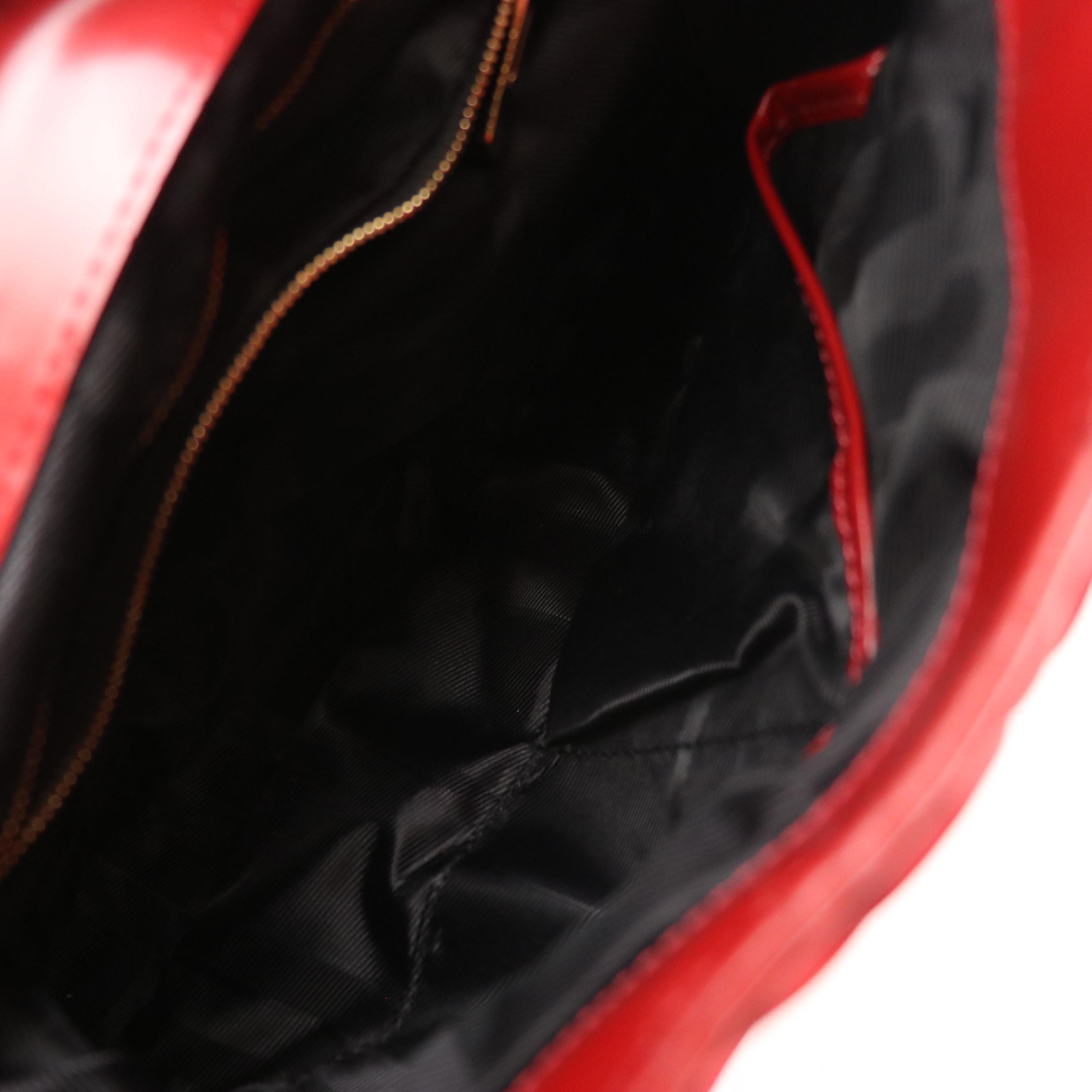 Burberry Red Quilted Nylon Hobo Shoulder Bag with Shiny Leather Trim