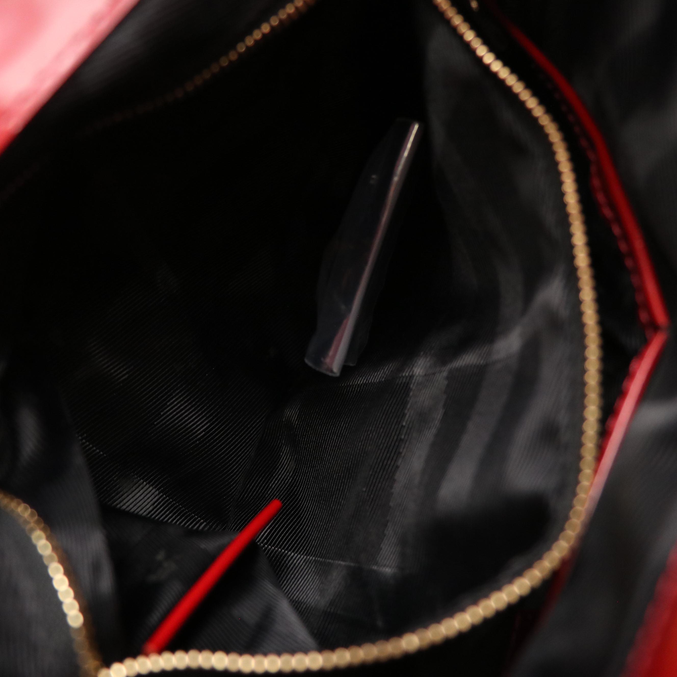 Burberry Red Quilted Nylon Hobo Shoulder Bag with Shiny Leather Trim