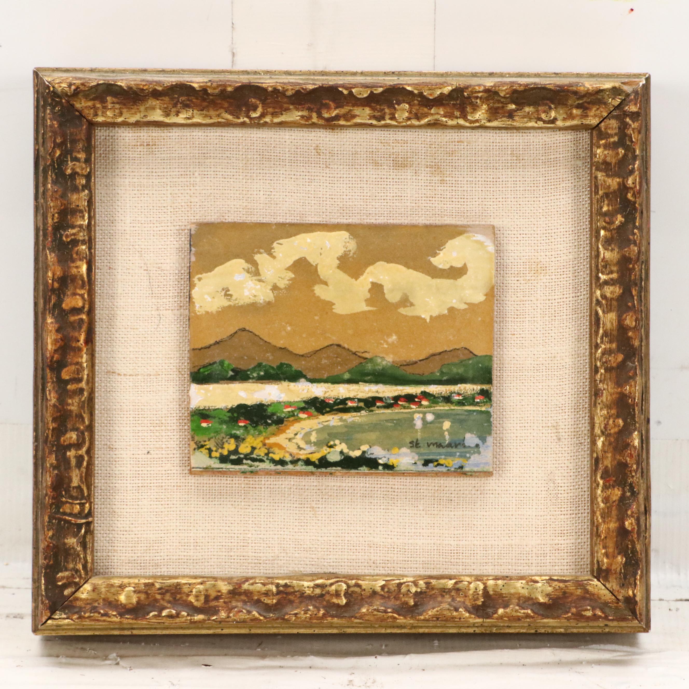 Pair of Miniature Oil Paintings of St. Maarten Landscapes, Mid-20th Century
