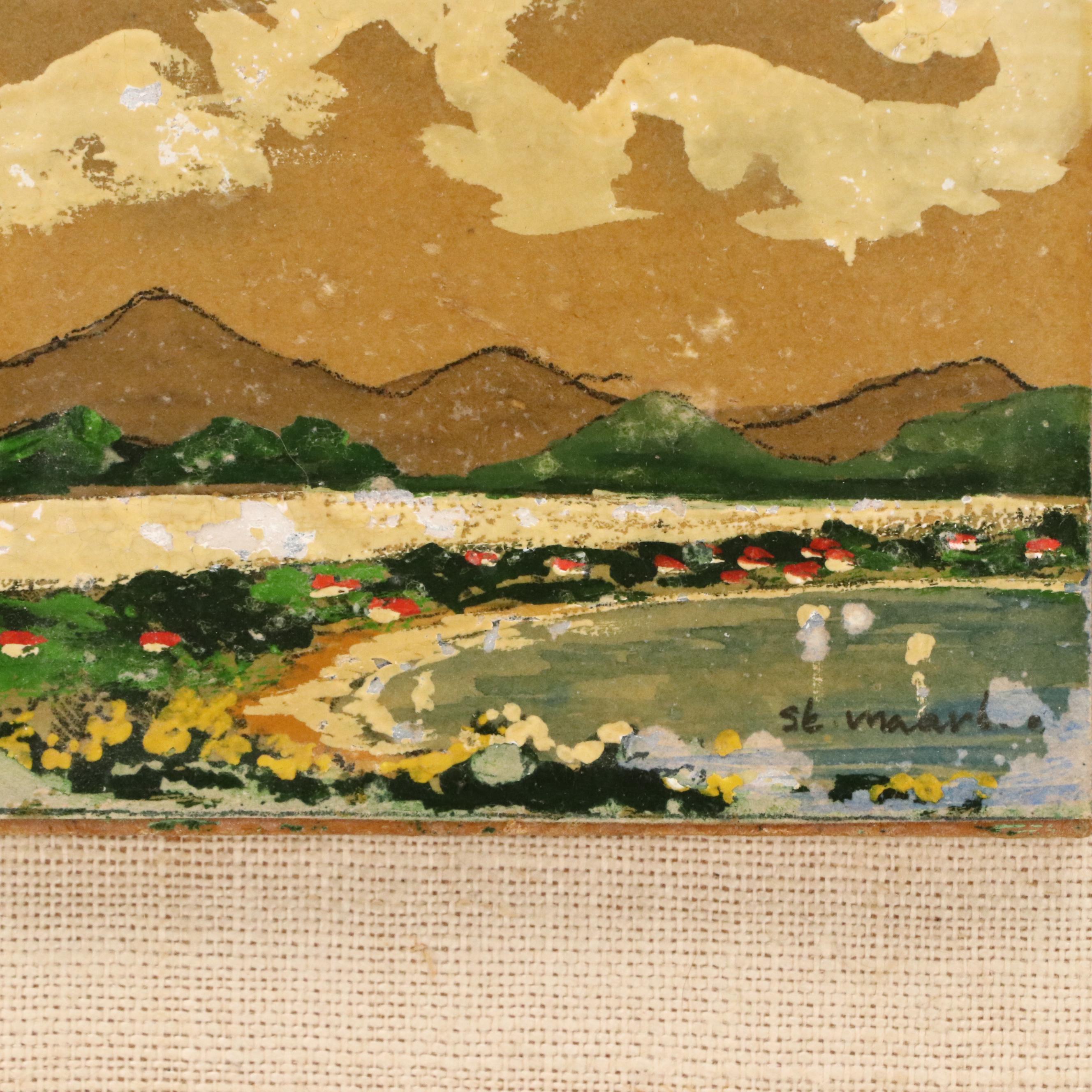 Pair of Miniature Oil Paintings of St. Maarten Landscapes, Mid-20th Century