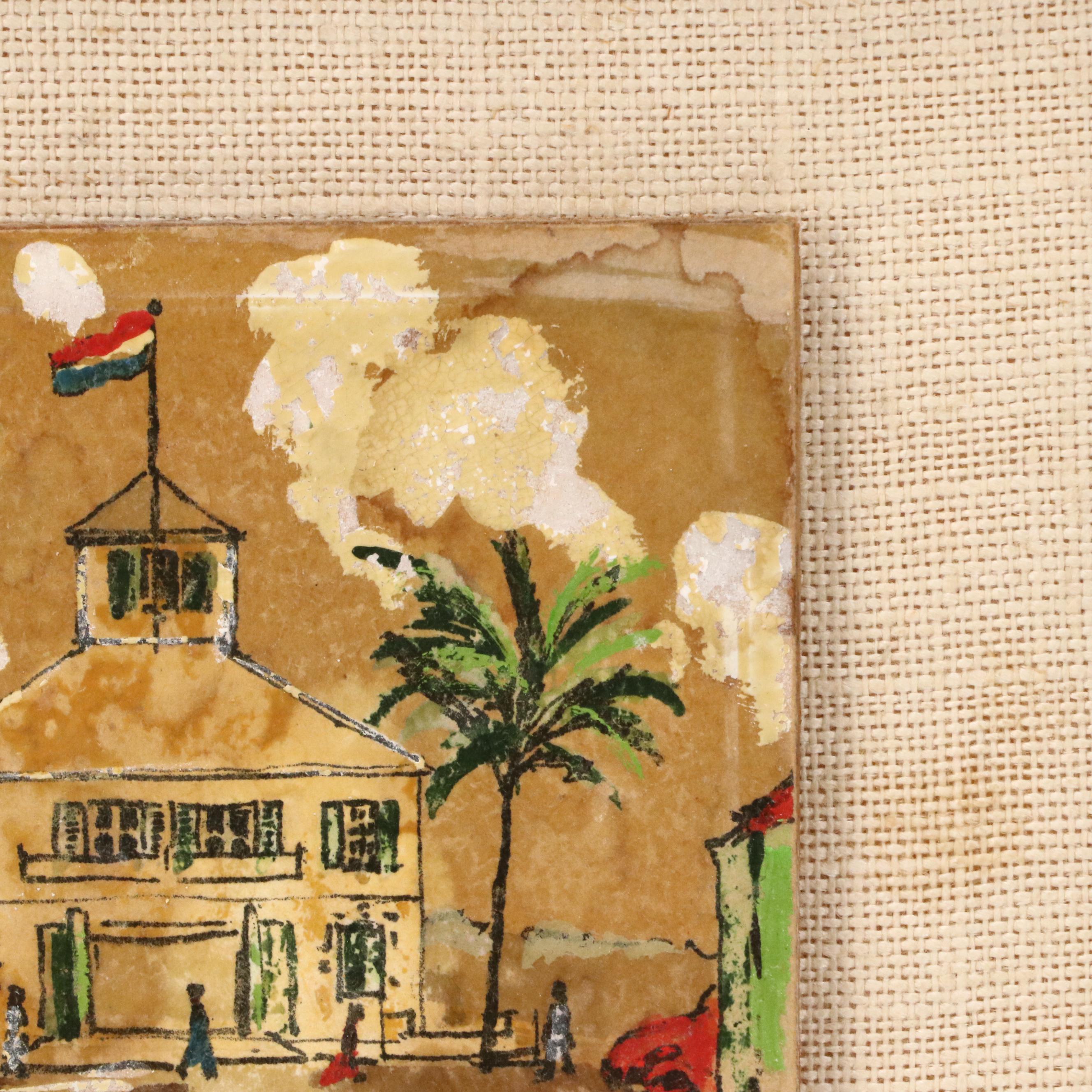 Pair of Miniature Oil Paintings of St. Maarten Landscapes, Mid-20th Century