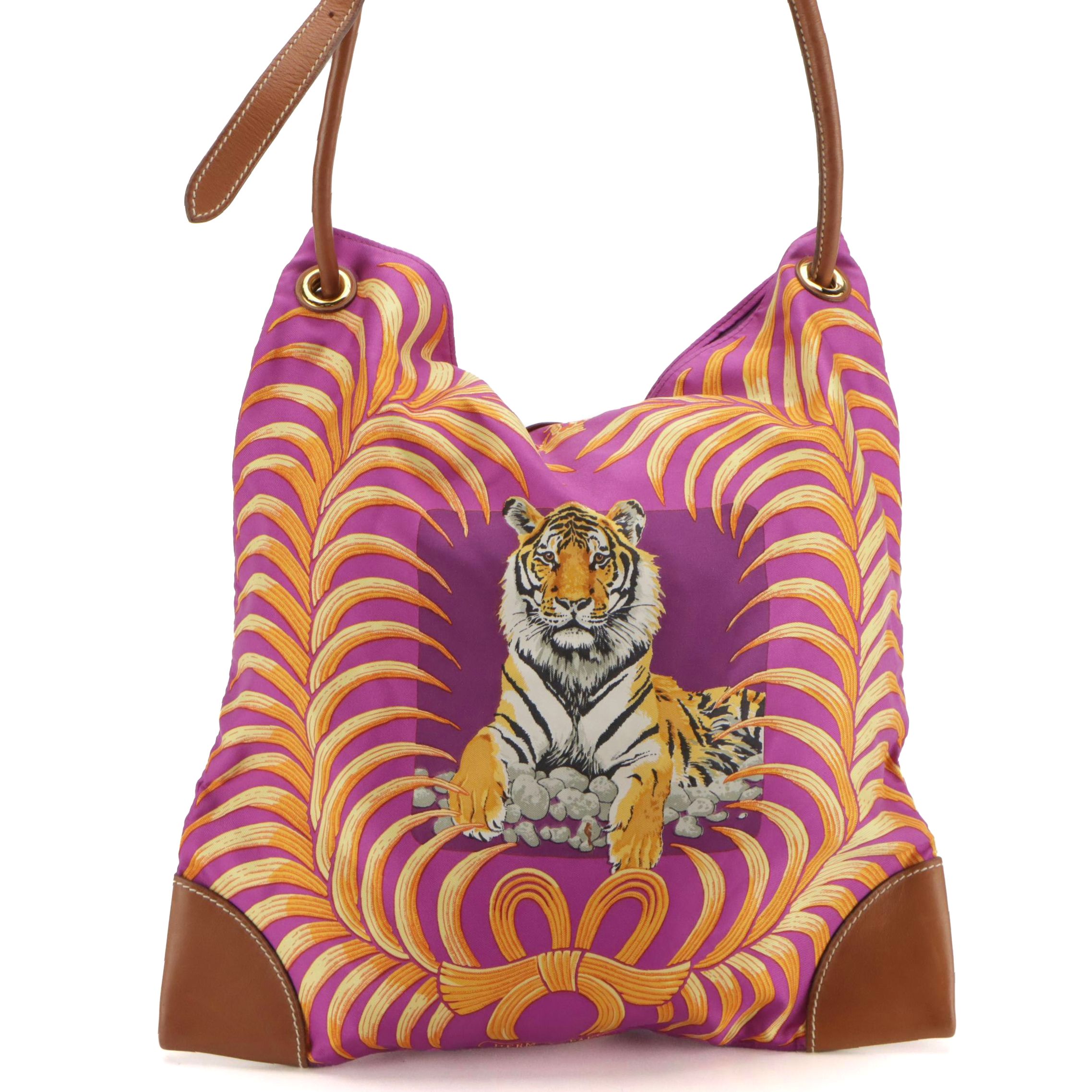 Hermès Silky Cit Silky City PM Bag in "Tigre Royale" Silk and Chamonix Leather