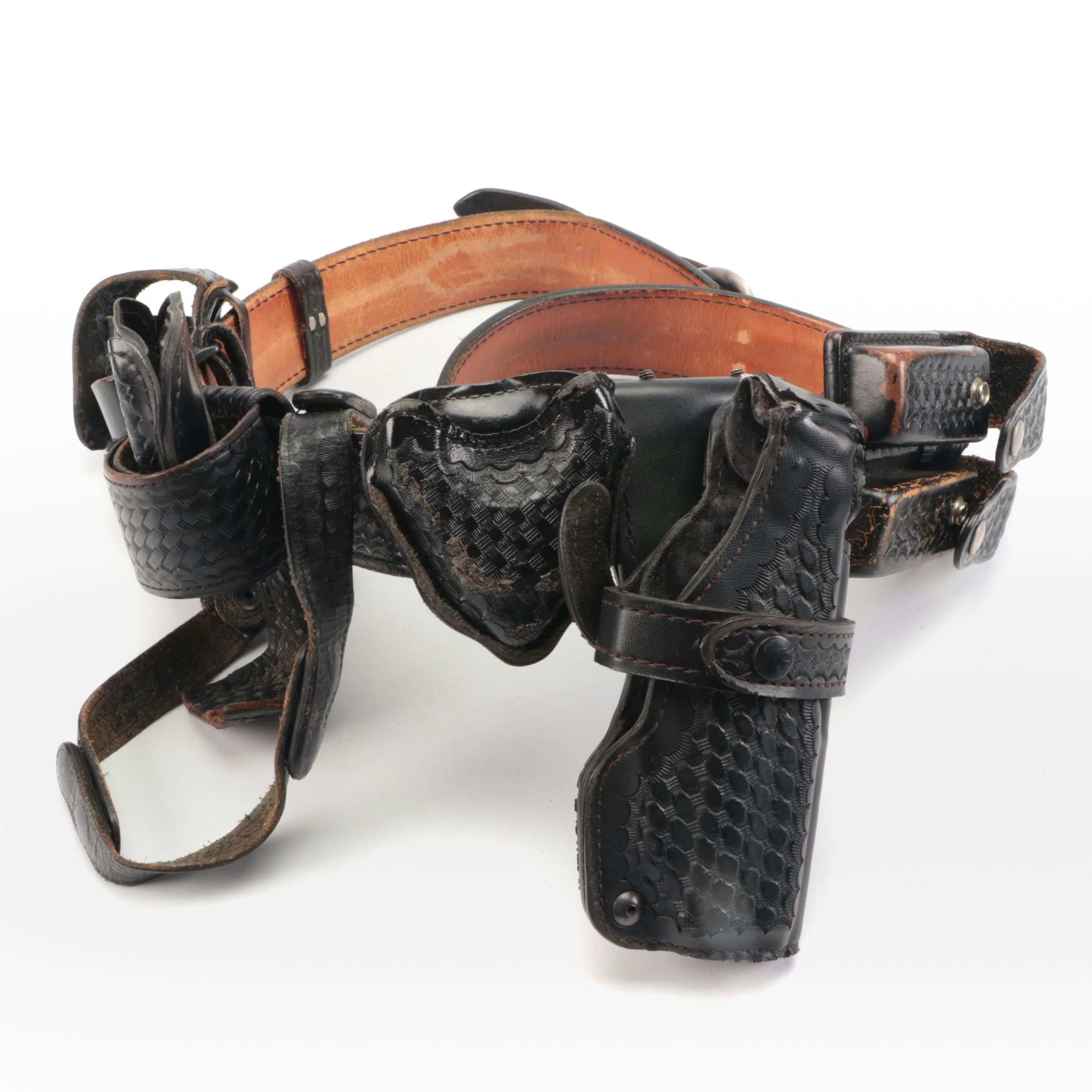 Dutyman Faux Basketweave Genuine Leather Belt with Safariland Holster