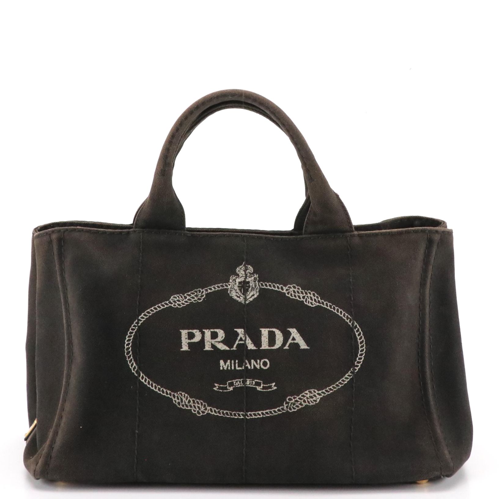 Prada Large Canapa Logo Tote in Black Canvas