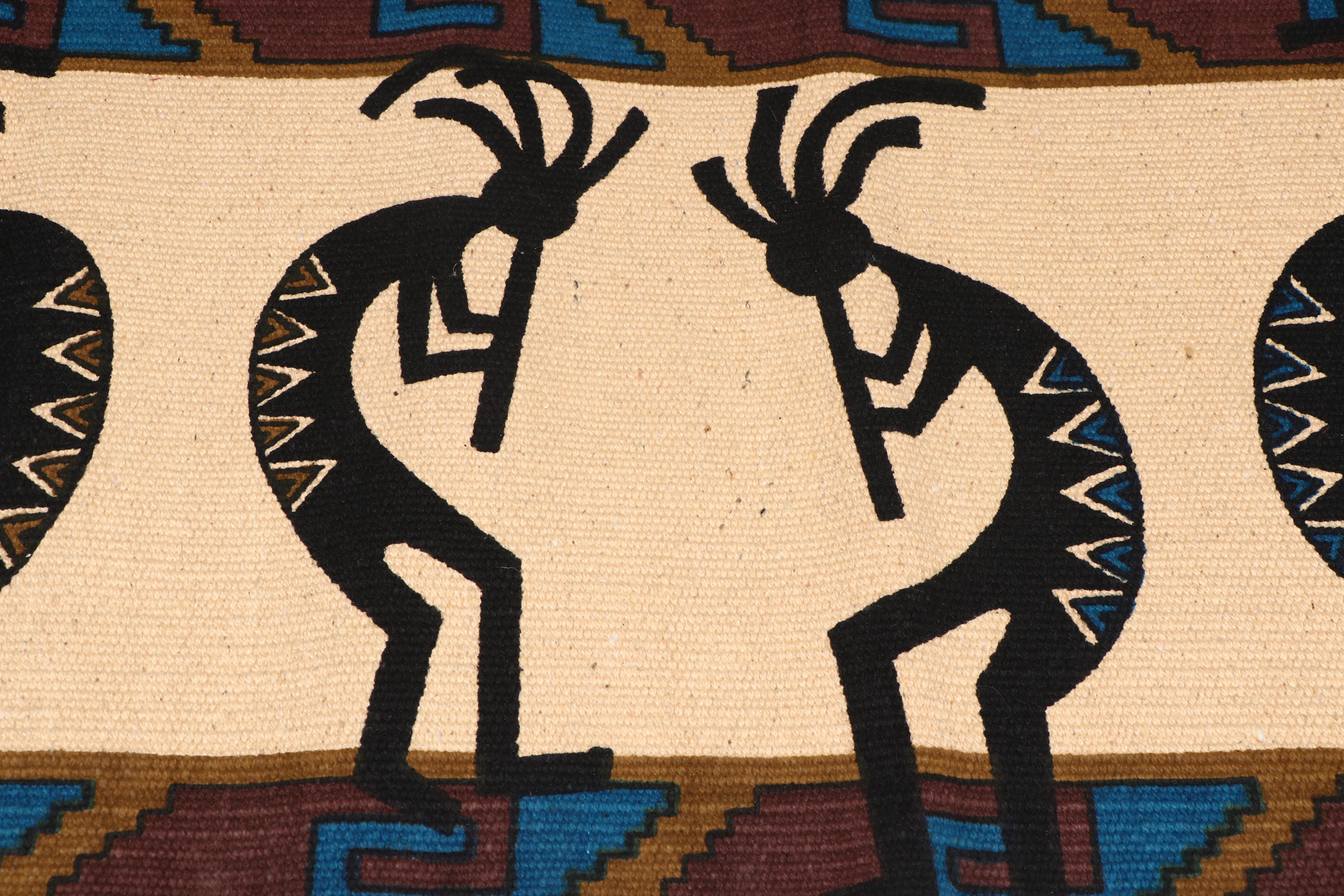 Three Woven Southwest Textiles with Southwest-Style Printed Runner