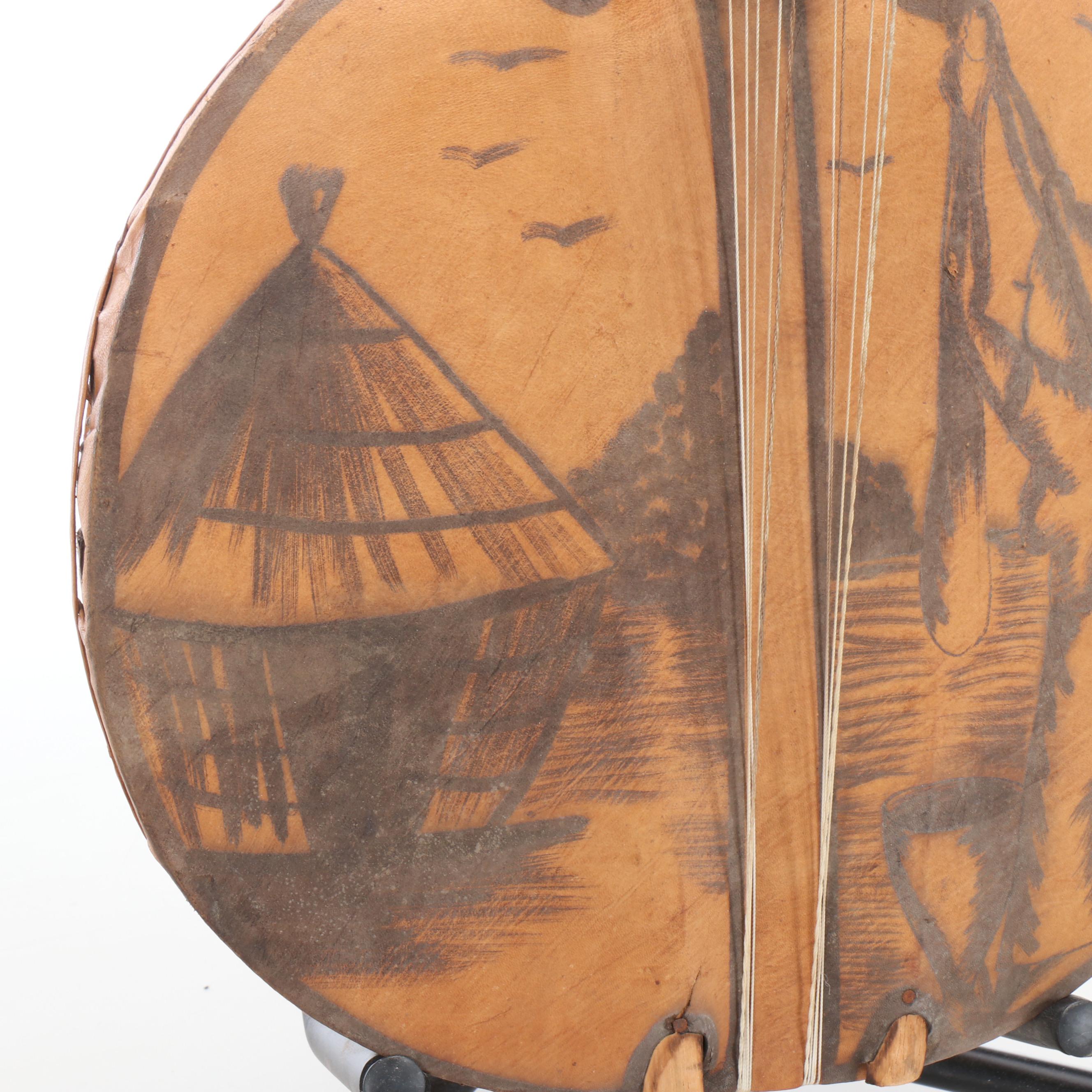 West African Style Gourd and Leather Pictorial Kora