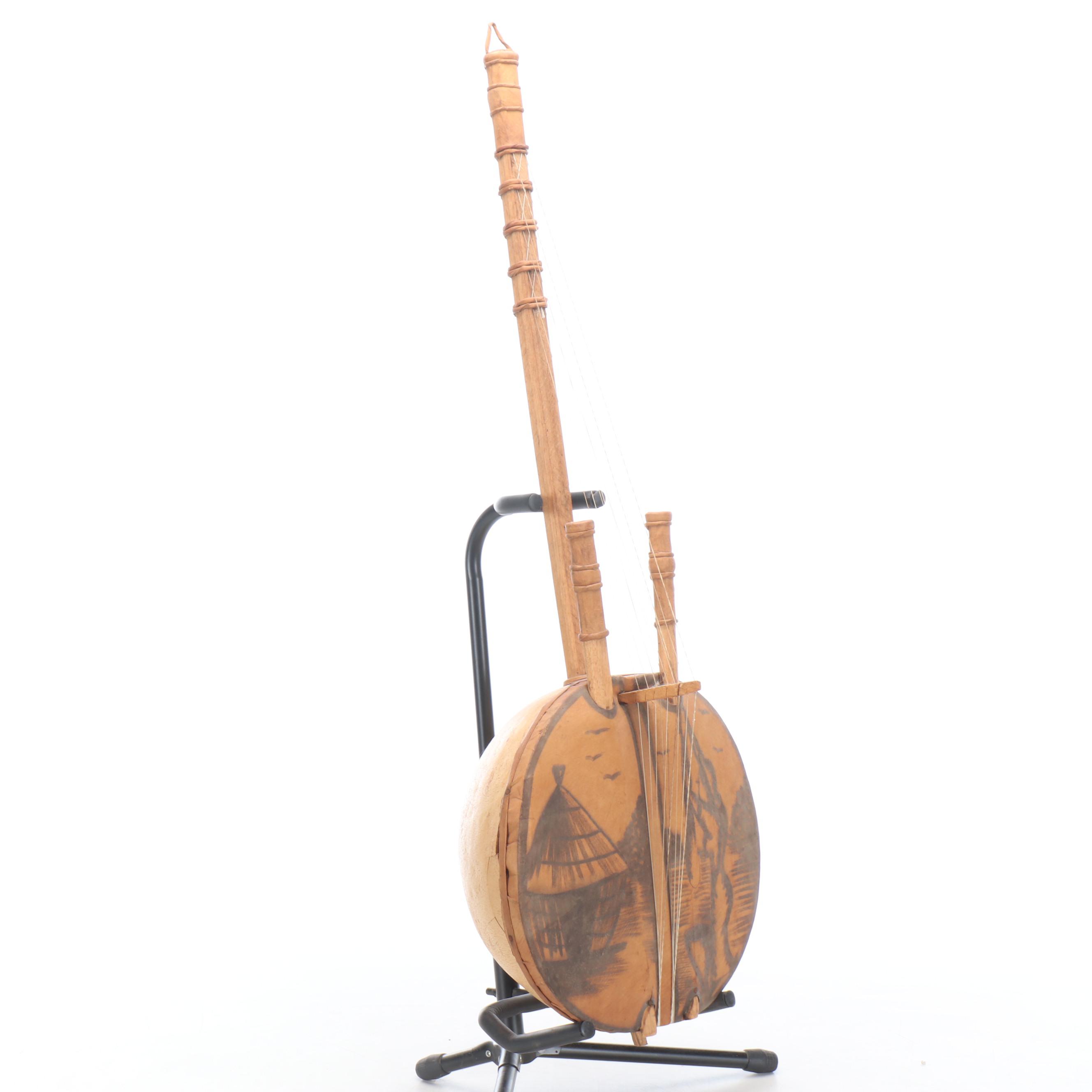 West African Style Gourd and Leather Pictorial Kora