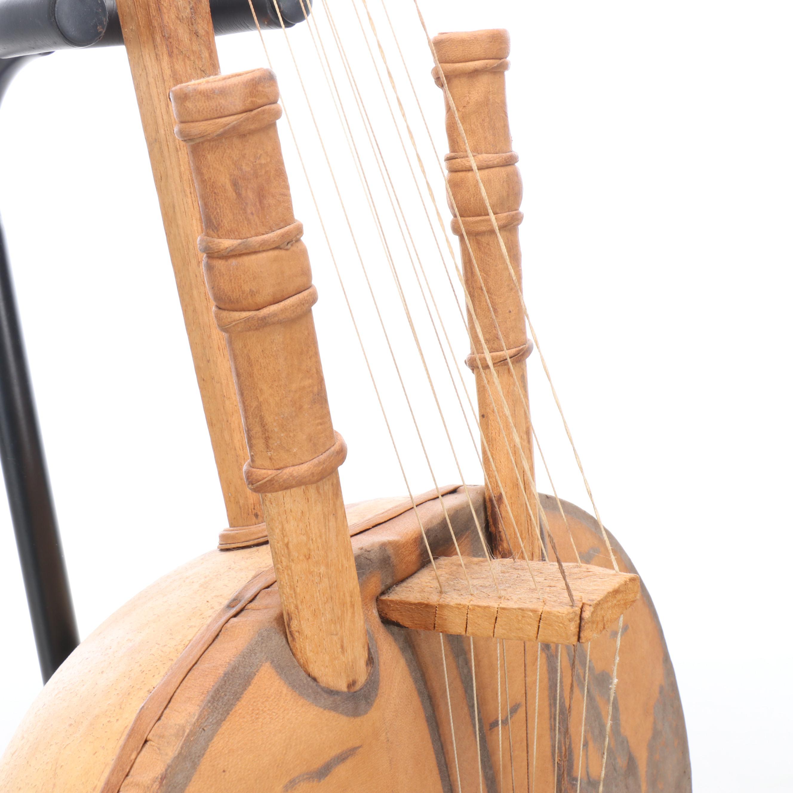 West African Style Gourd and Leather Pictorial Kora