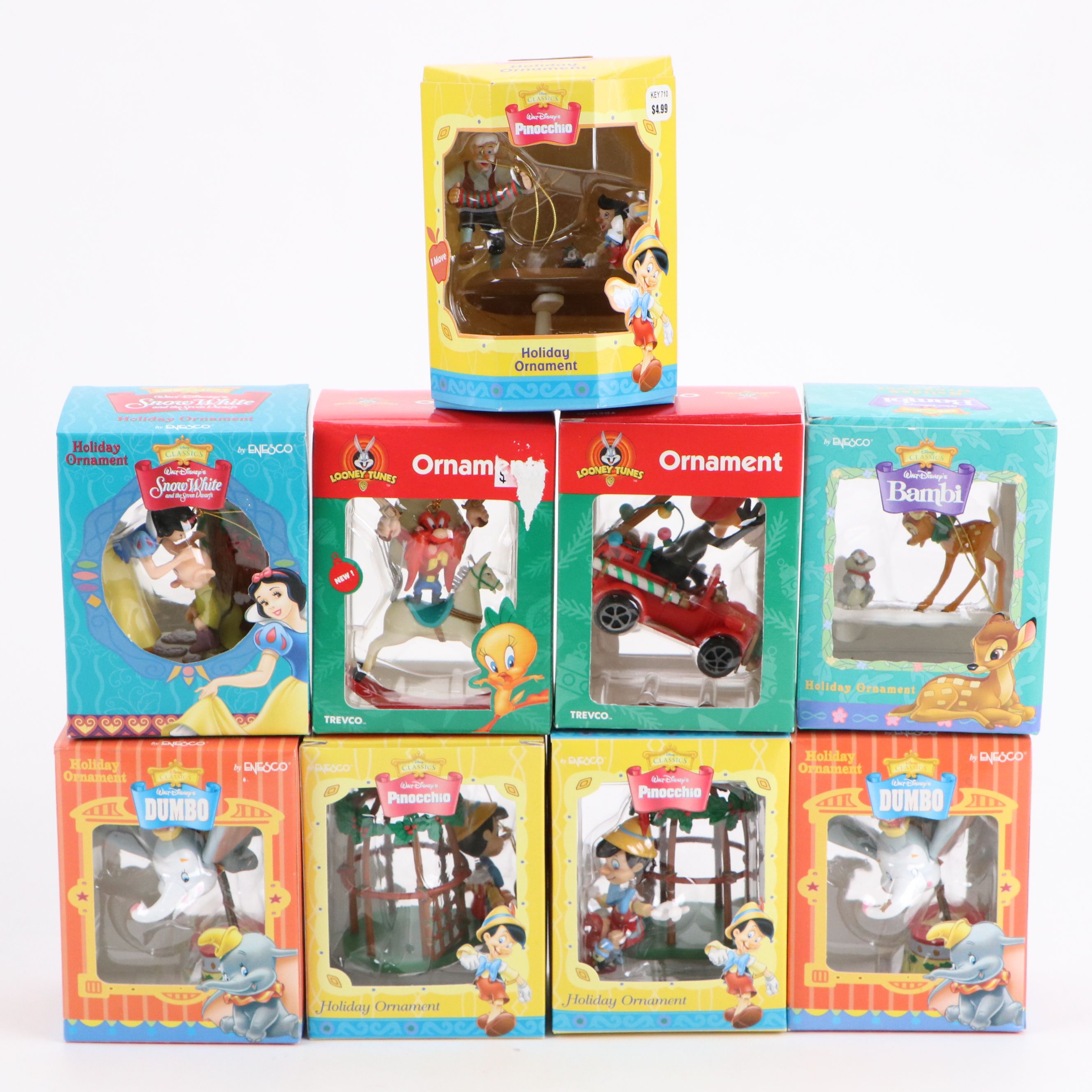 Vintage Mickey Mouse Wind-Up Toy with More Toys and Disney Ornaments