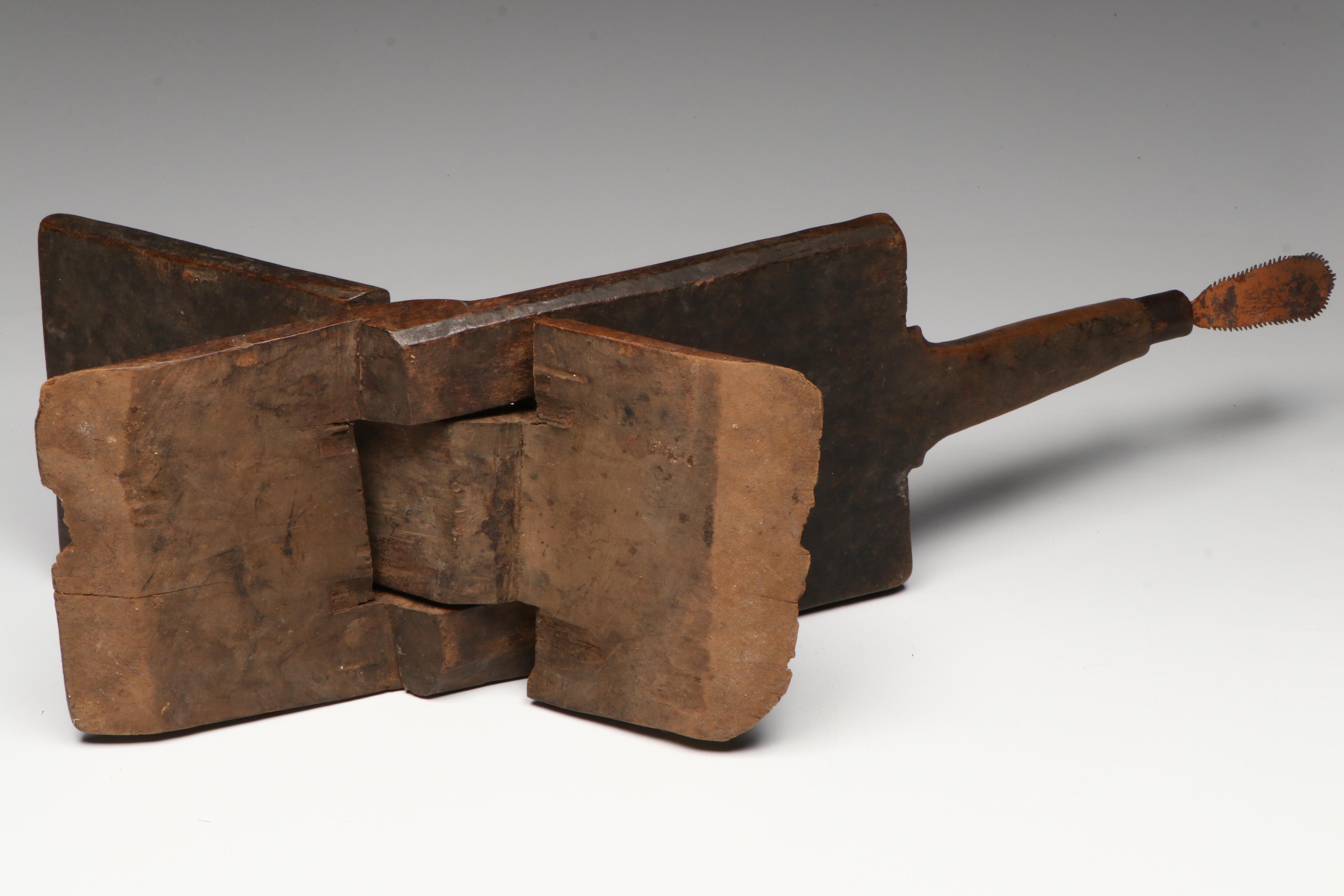 Swahili Carved Fold-Out Wood Coconut Grater Stool