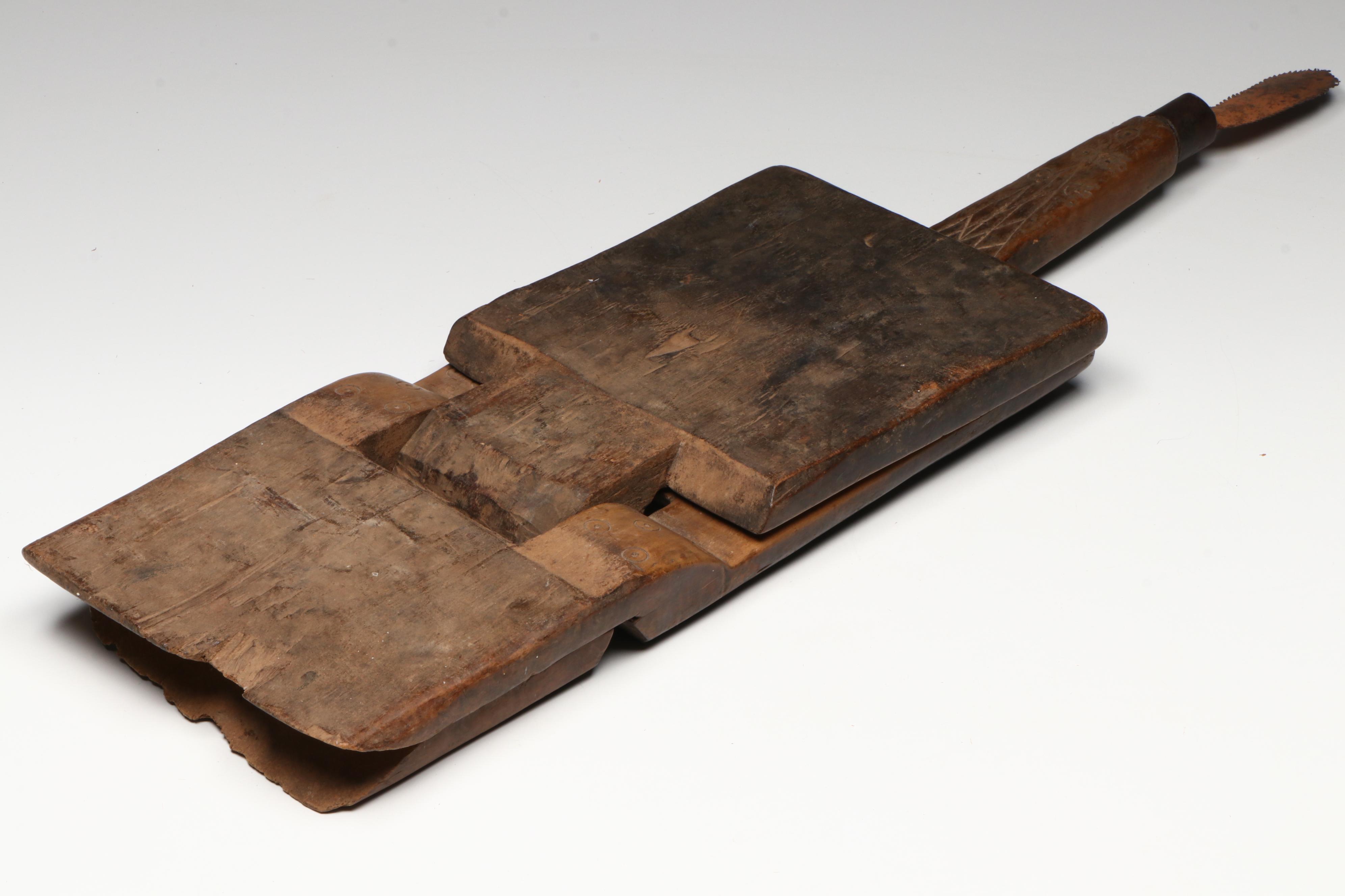 Swahili Carved Fold-Out Wood Coconut Grater Stool