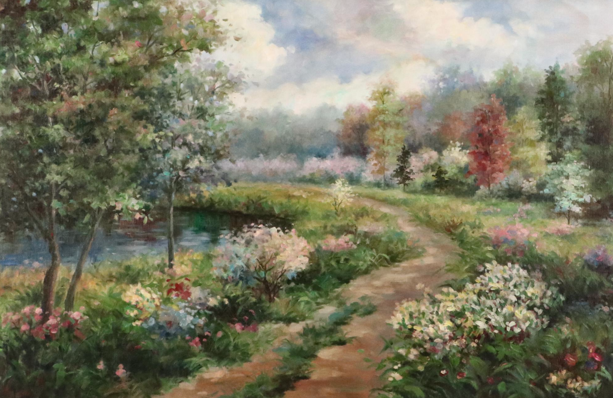 Spring Lake Landscape Oil Painting
