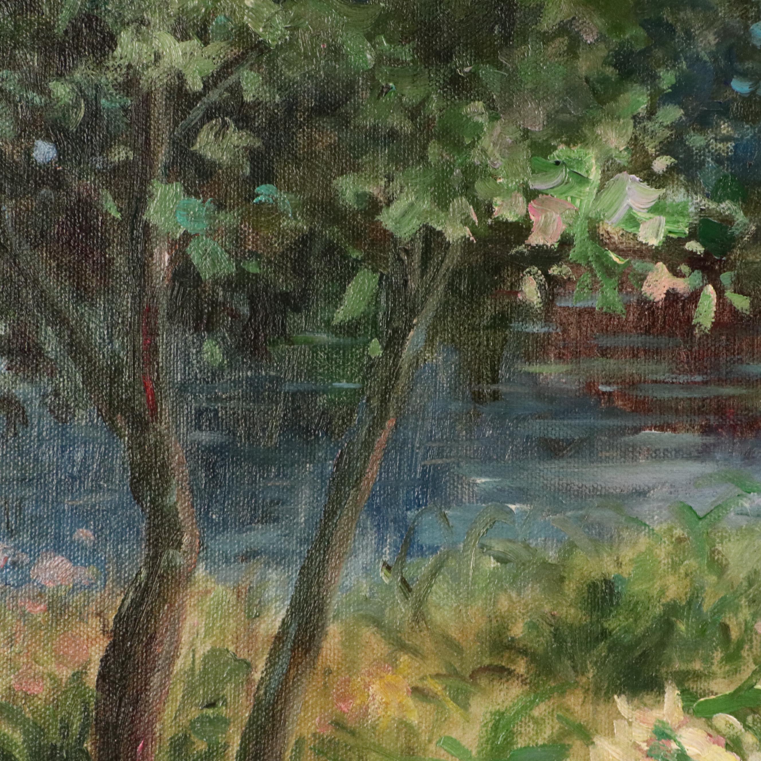 Spring Lake Landscape Oil Painting