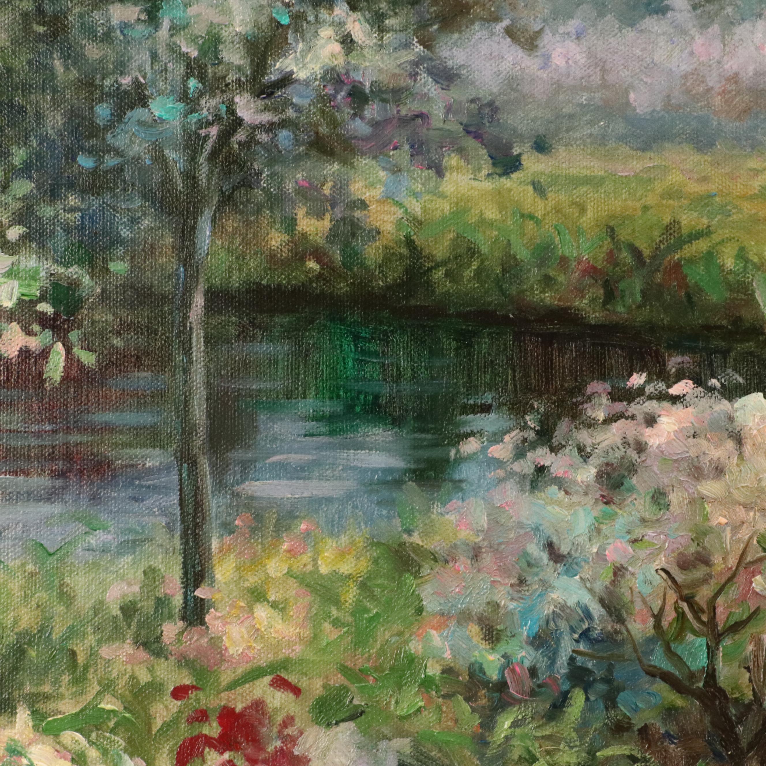 Spring Lake Landscape Oil Painting