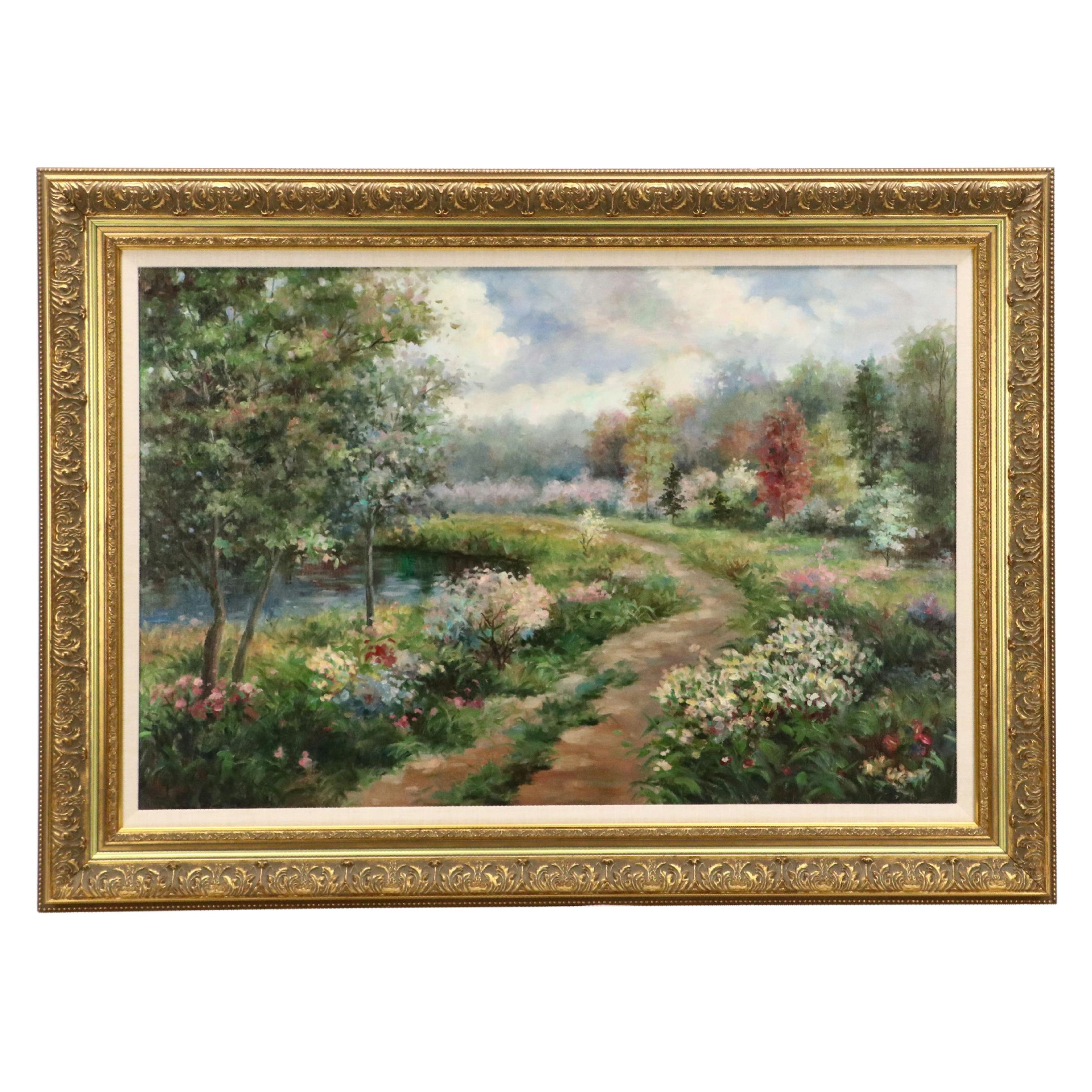 Spring Lake Landscape Oil Painting