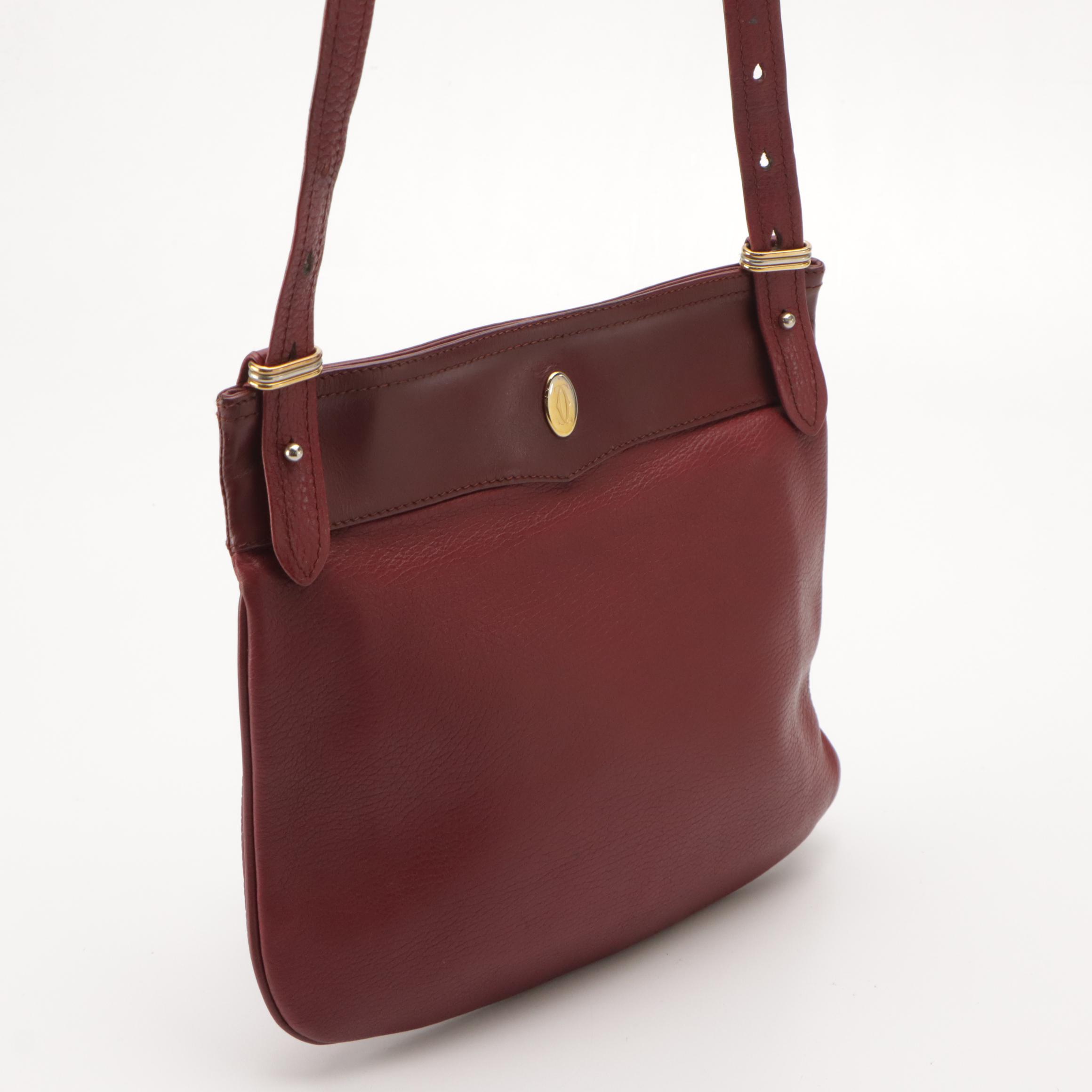 Cartier Must de Cartier Burgundy Leather Crossbody Bag
