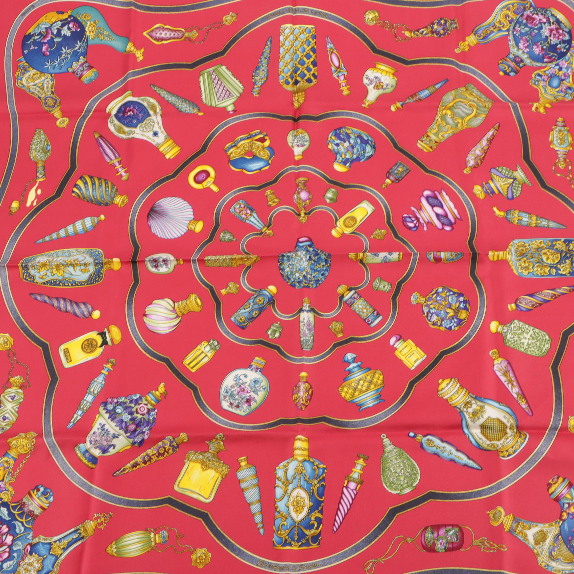 Hermès "Qu'Importe le Flacon" Scarf 90 in Silk Twill