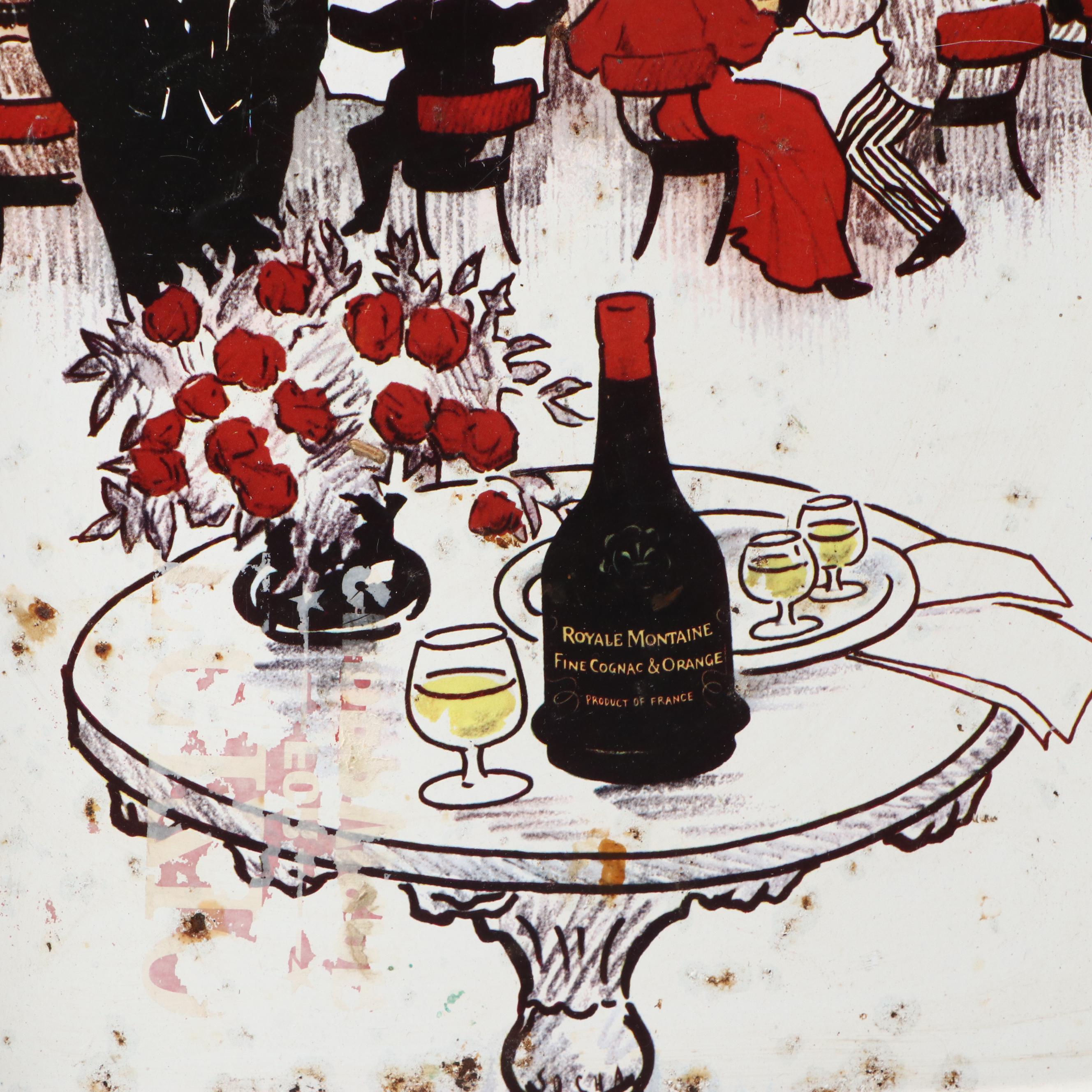 Royale Montaine French Cognac Litho Metal Bar Tray